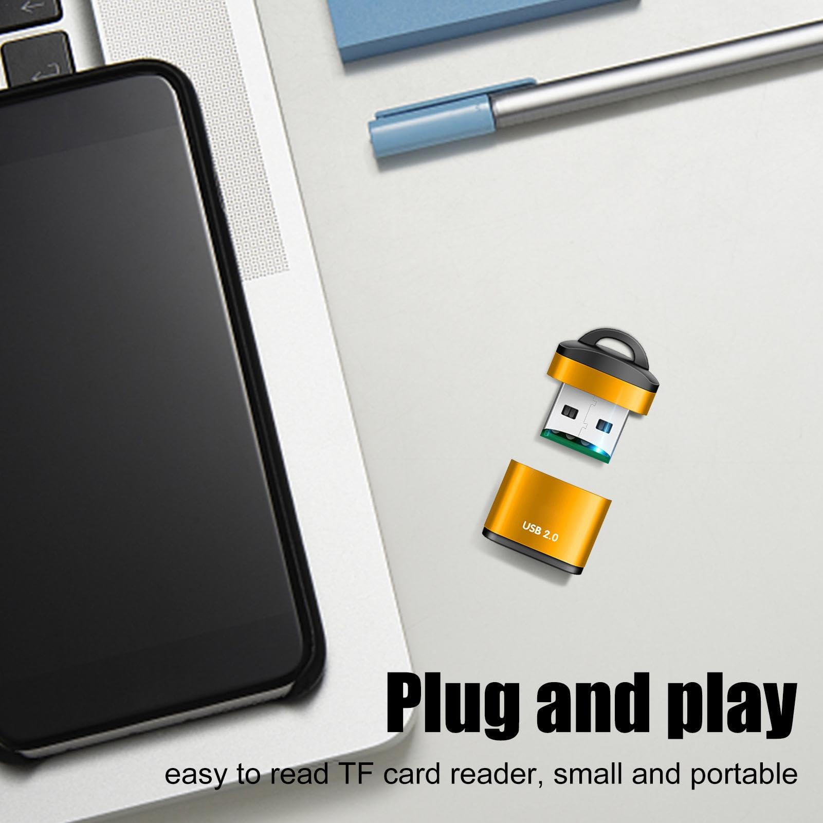 USB 2.0 Micro SD Card Reader - Compact Adapter for Laptop & Car Use