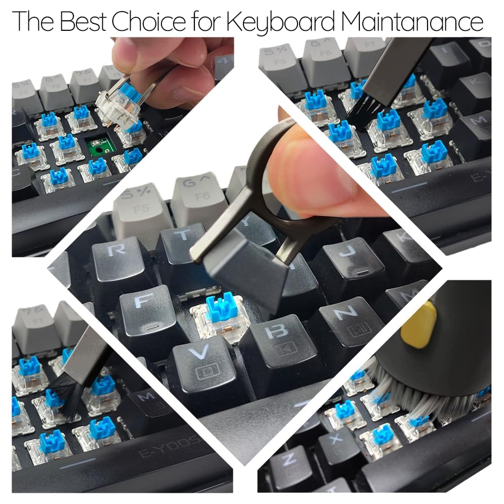 20-in-1 Multi-Functional Keyboard Cleaning Kit for Laptops, Smartphones, Tablets, Computers, Airpods - Includes Keycap Puller, Switch & SIM Card Remover (Black) | Perfect for Home, Office & Travel Use