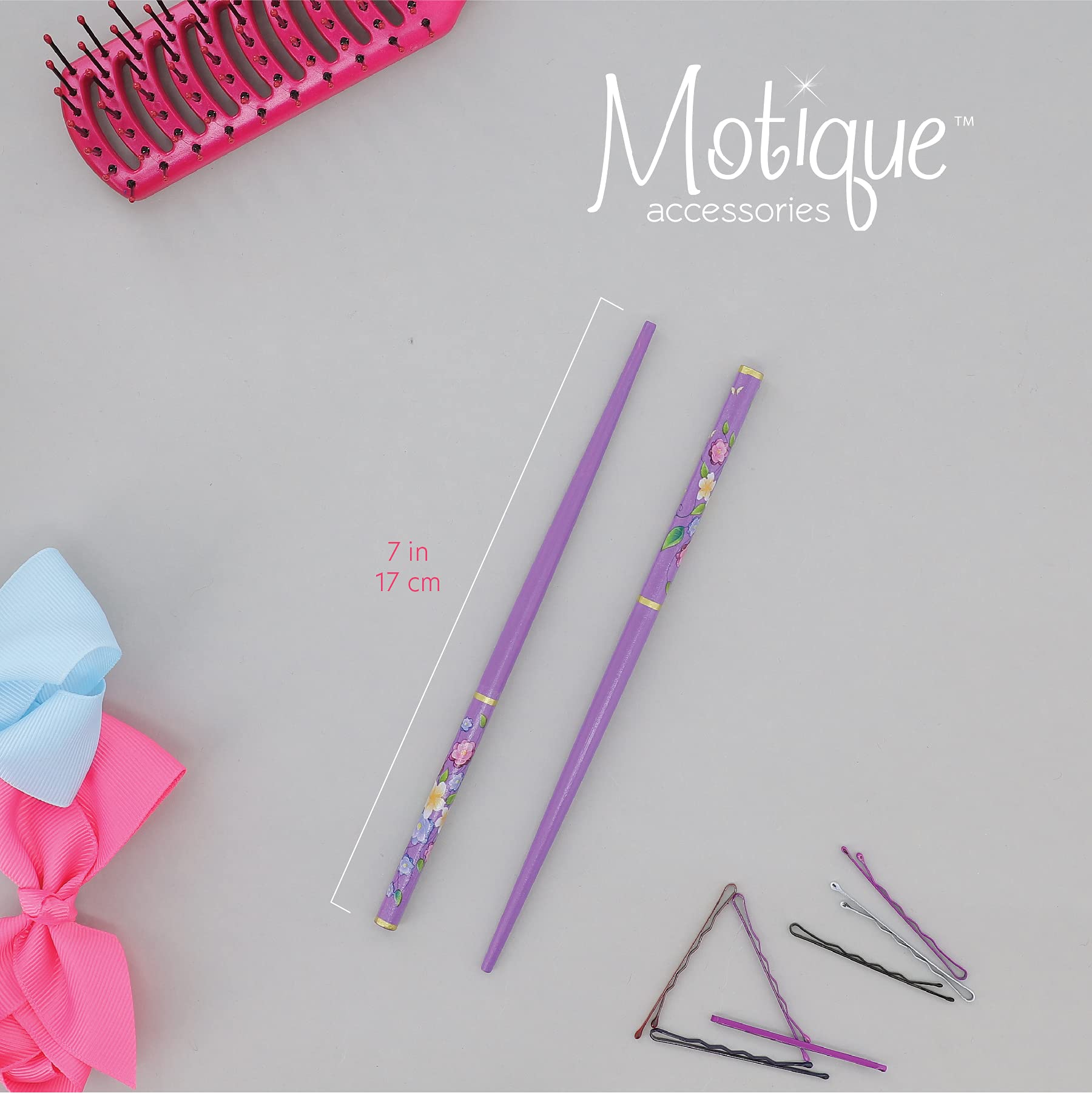 Floral Hair Sticks Chopsticks - Pack of 2 Purple Hair Pins for Bun Updo, Bridal Wedding, Cosplay & Vintage Hairstyles