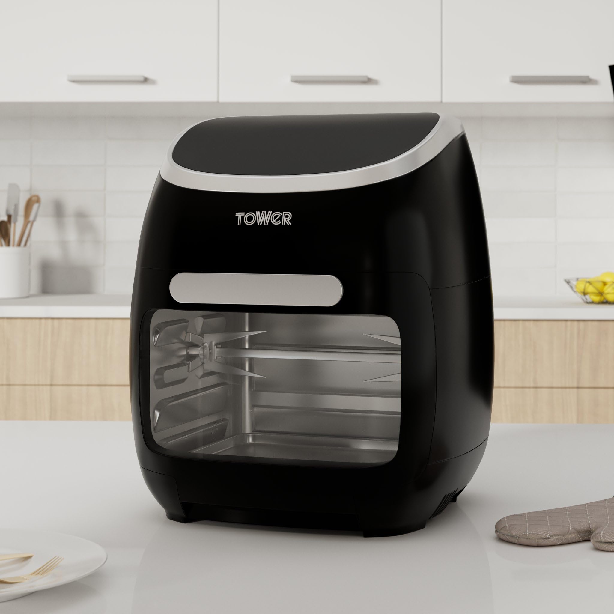 Tower T17039 Xpress Pro 5-in-1 Digital Air Fryer Oven - 11L Large Capacity, 2000W Rapid Air Circulation, 60-Minute Timer, Black - Perfect for Healthy Frying, Baking, Roasting & Reheating Meals for Family Gatherings