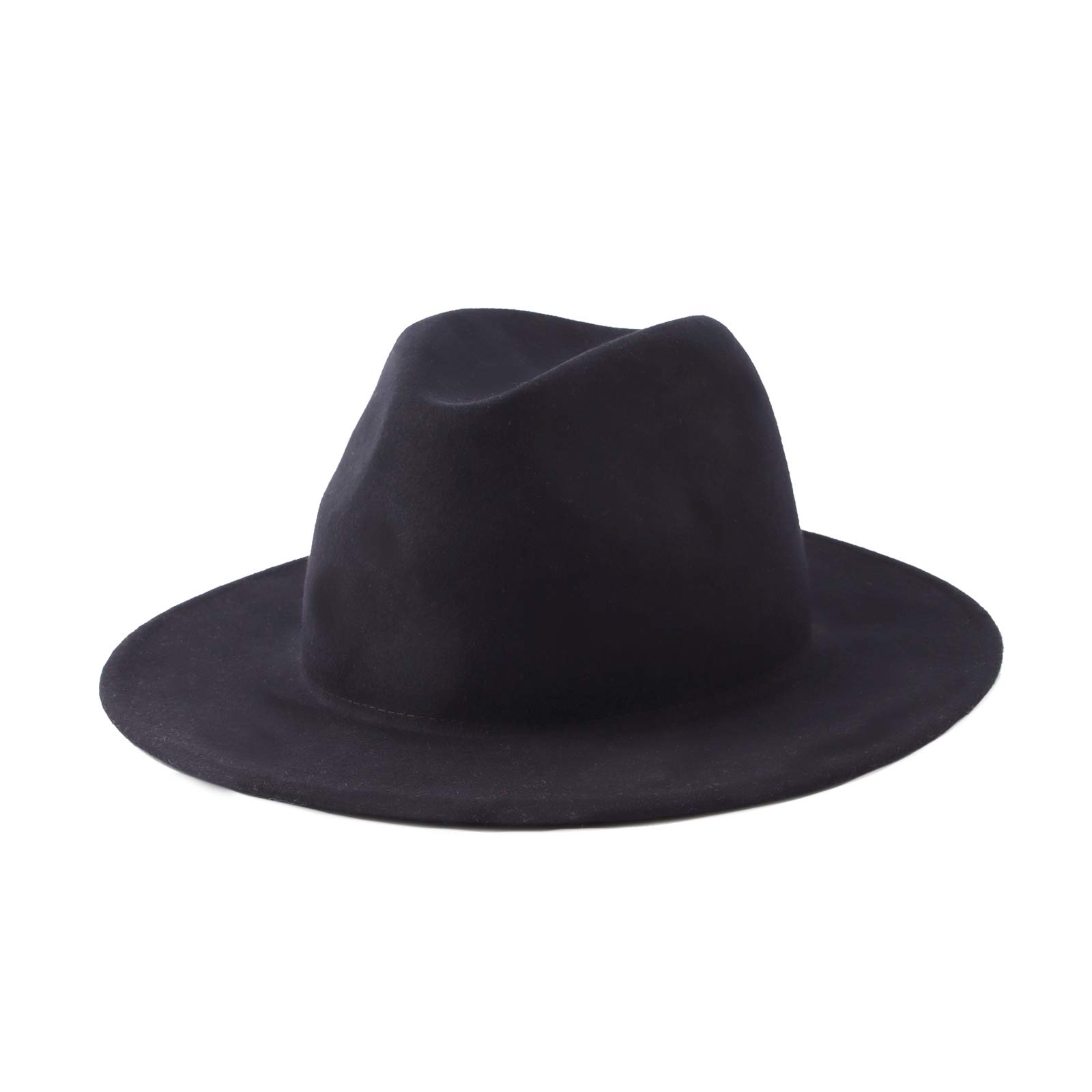 WITHMOONS Wool Felt Fedora Hat for Women & Men - Classic Panama Style Wide Brim Sun Hat - Vintage Fashion Outdoor Summer Beach Party Hat GN61298