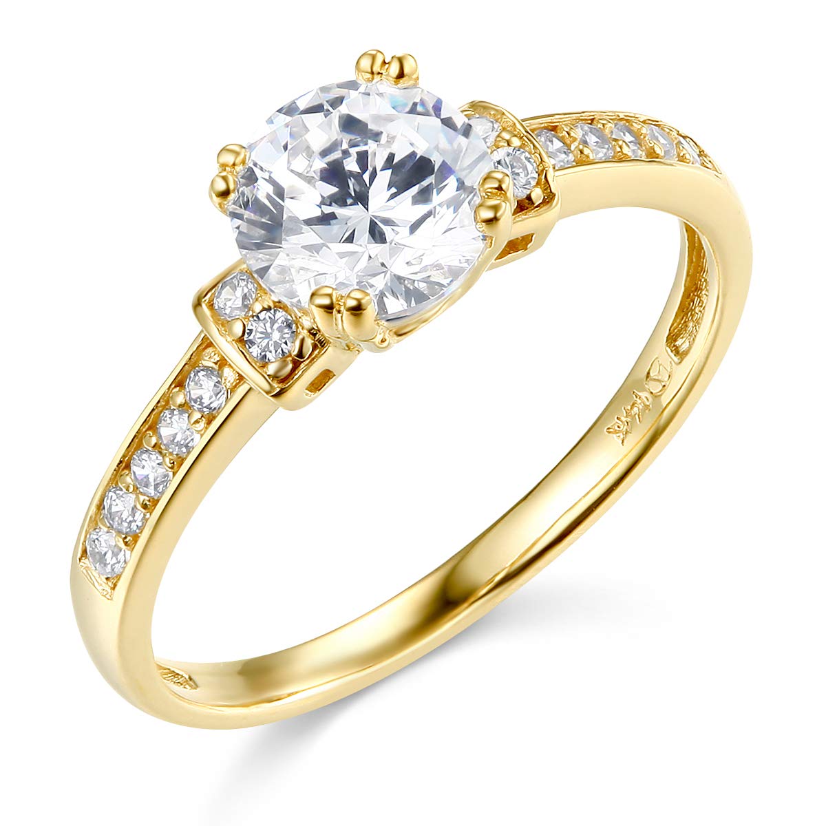 14K Yellow or White Gold Solid Wedding Engagement Ring for Women - Classic Elegant Bridal Jewelry for Proposals, Anniversaries, and Special Occasions