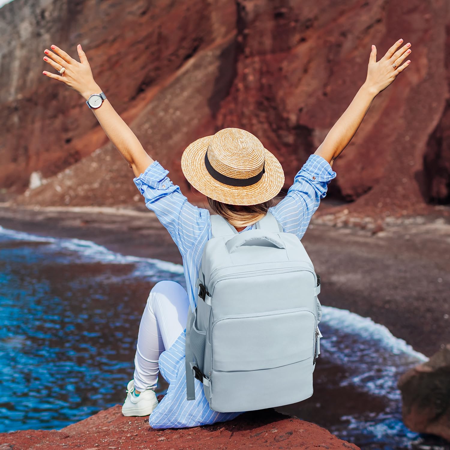 Hanples Large Travel Laptop Backpack for Women - Waterproof Durable Business Backpack with USB Charging Port, College Computer Bag Fits 16 Inch Laptop - Perfect for Work Commute, Air Travel & Outdoor Hiking