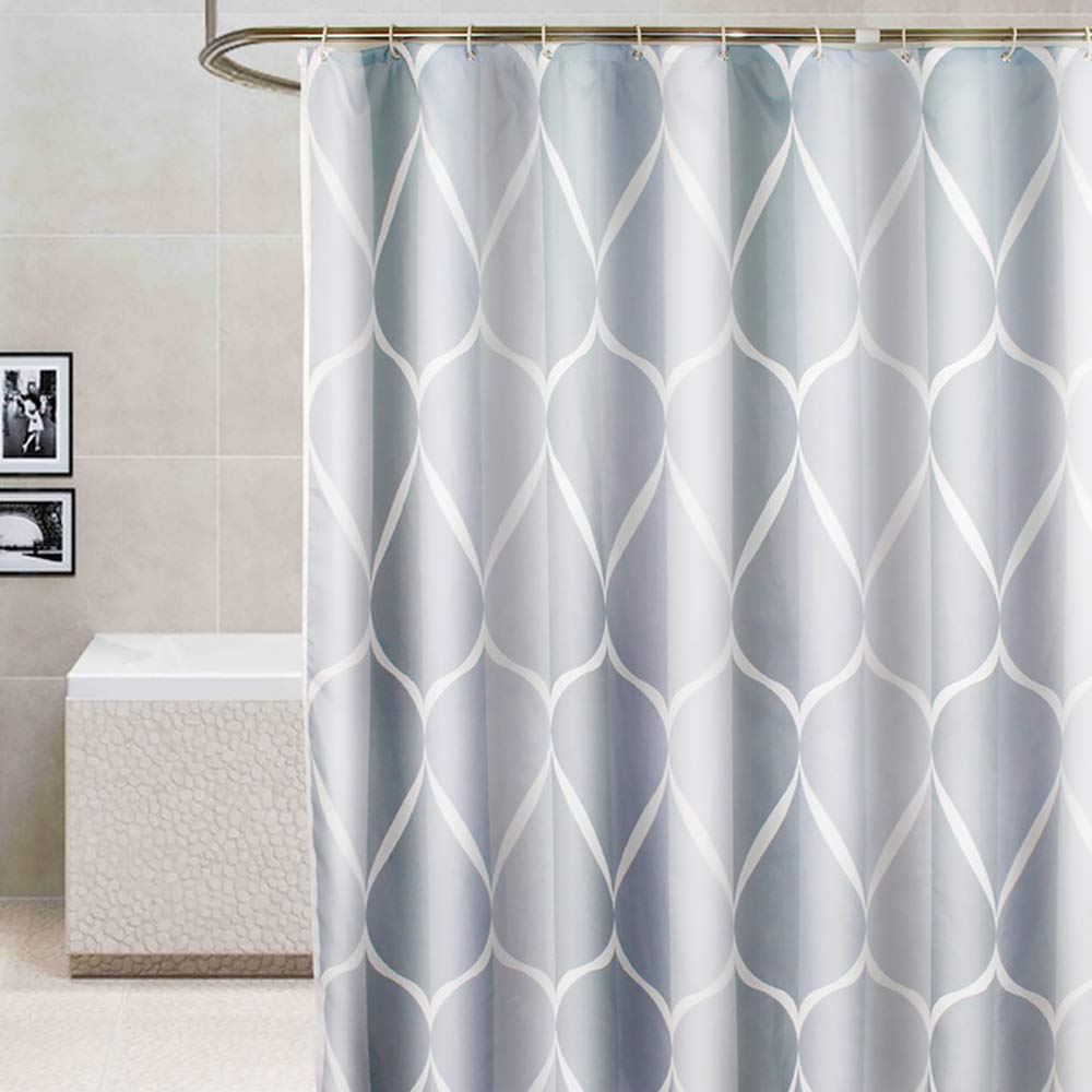 Waterproof Shower Curtain 72x72 Inches - Gray Geometric Pattern Bathroom Decor for Modern & Vintage Style Homes - Perfect for Bath, Shower, and Spa Use