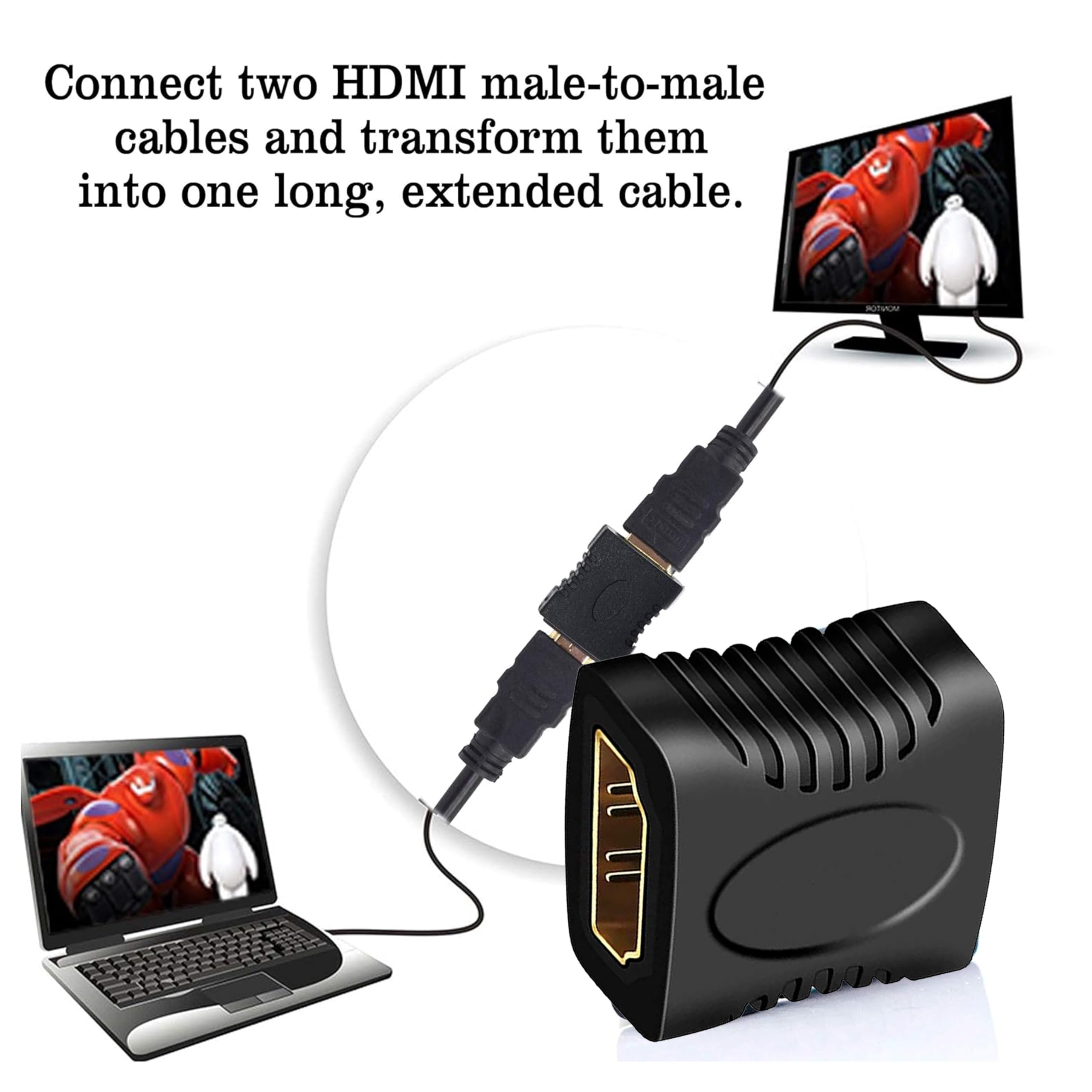 Storite 3 Pack HDMI Female to Female Coupler Adapter - Extends HDMI Cables for HDTV, Computer, PS4/PS3, Monitor, Laptop, Projector, DVD Player, PC & Roku Stick - Black - Perfect for Home Theater Setup & Gaming Stations