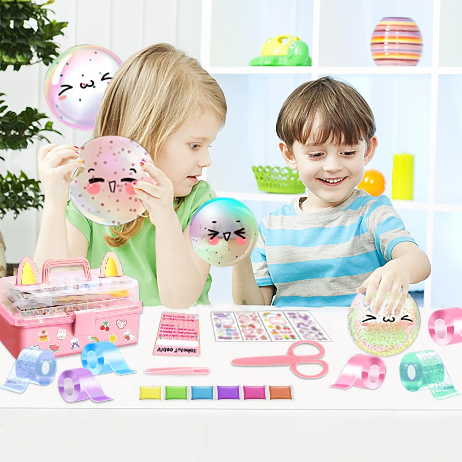 6 PCS Nano Tape Bubble Kit for Kids with Storage Box - DIY Squishy Maker & Bubble Popper Toy Set - Fun Sensory Stress Relief & Fidget Toy for Boys, Girls, Classroom, Birthday Party Gifts
