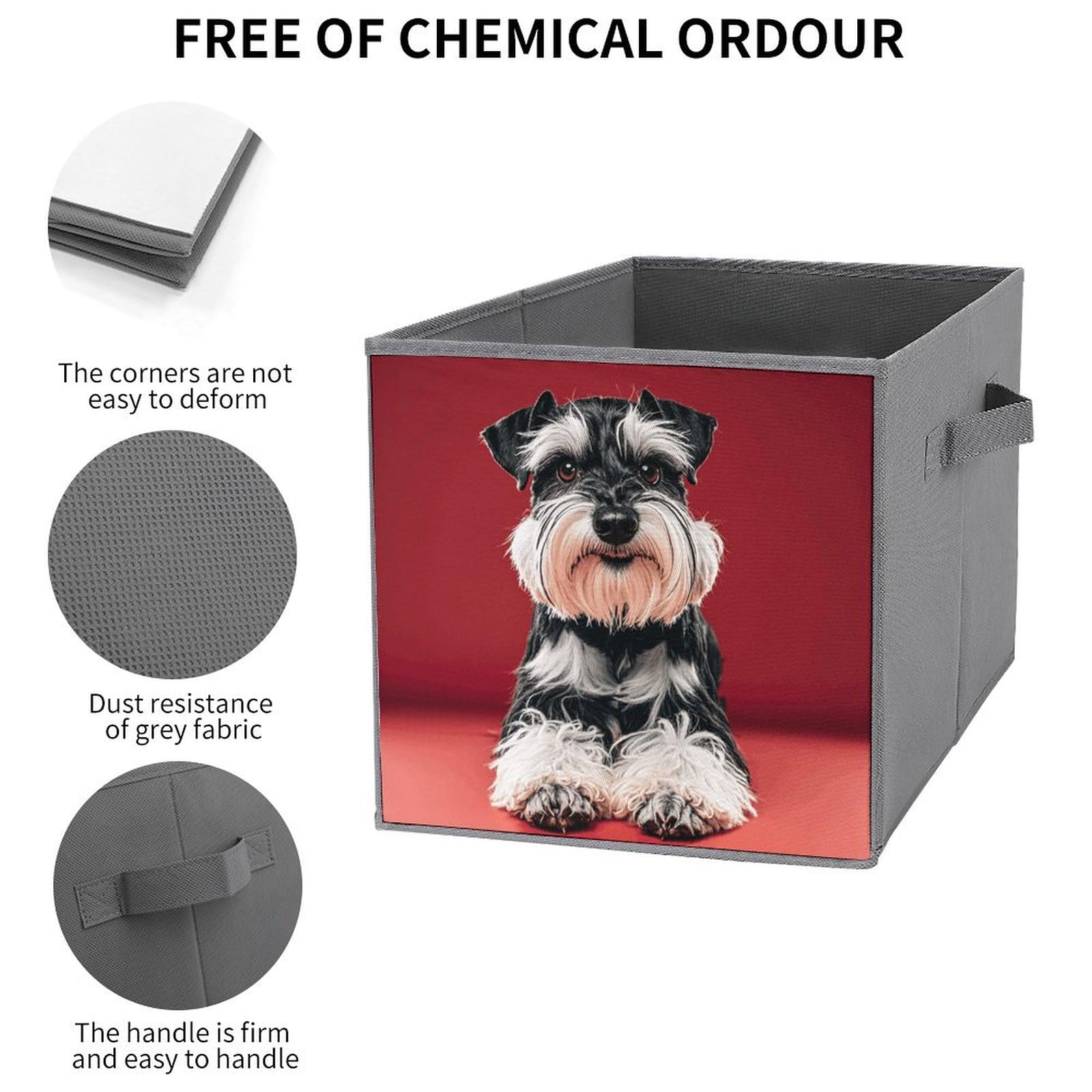 6-Pack Collapsible Storage Bins with Handles - Cute Schnauzer Dog Pattern Foldable Organizing Baskets for Home, Closet, Shelves & Office Organization - Space Saving Storage Boxes for Toys, Books & Household Items