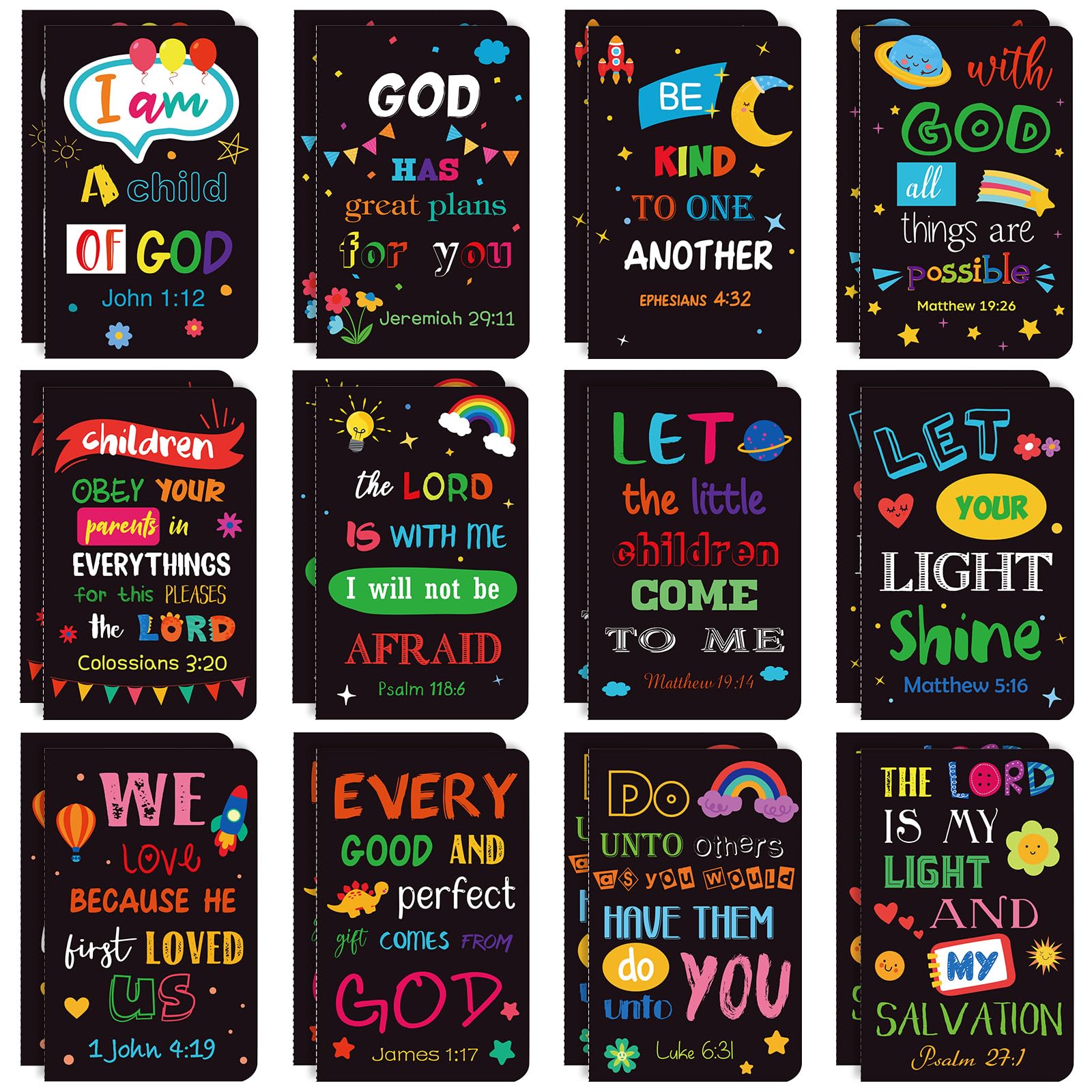 Faccito 24 Pcs Christian Inspirational Mini Notepads - Bible Verse Notebook, Small Scripture Journal, Religious Motivational Pocket Notepads - Bulk Pack for Easter, Home, Church & Sunday School Gifts - Perfect for Daily Devotion, Prayer Journaling & Bible Study Notes