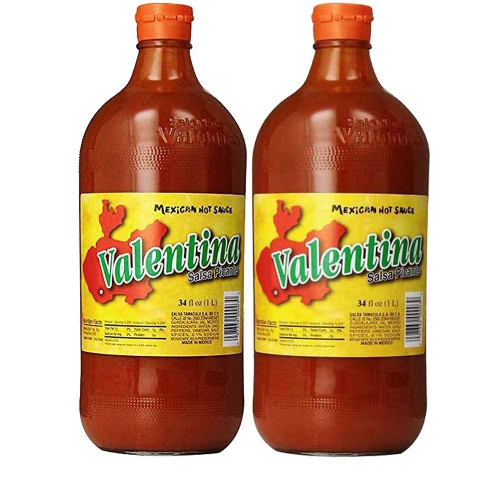 Valentina Mexican Hot Sauce Salsa Picante - 2 Pack (34oz Each Bottle) - Authentic Spicy Salsa for Tacos, Nachos, Wings & Mexican Dishes