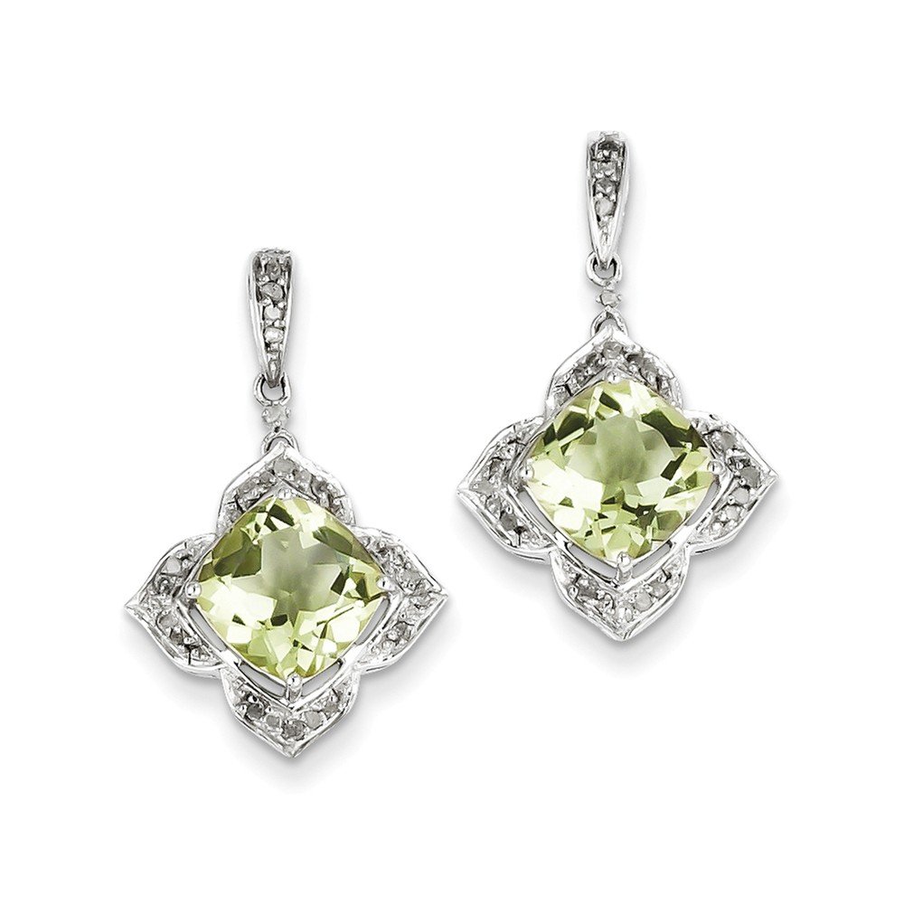 FB Jewels Solid 925 Sterling Silver Diamond & Lemon Quartz Stud Earrings for Women - Elegant Dangle Earrings for Party, Wedding & Everyday Wear