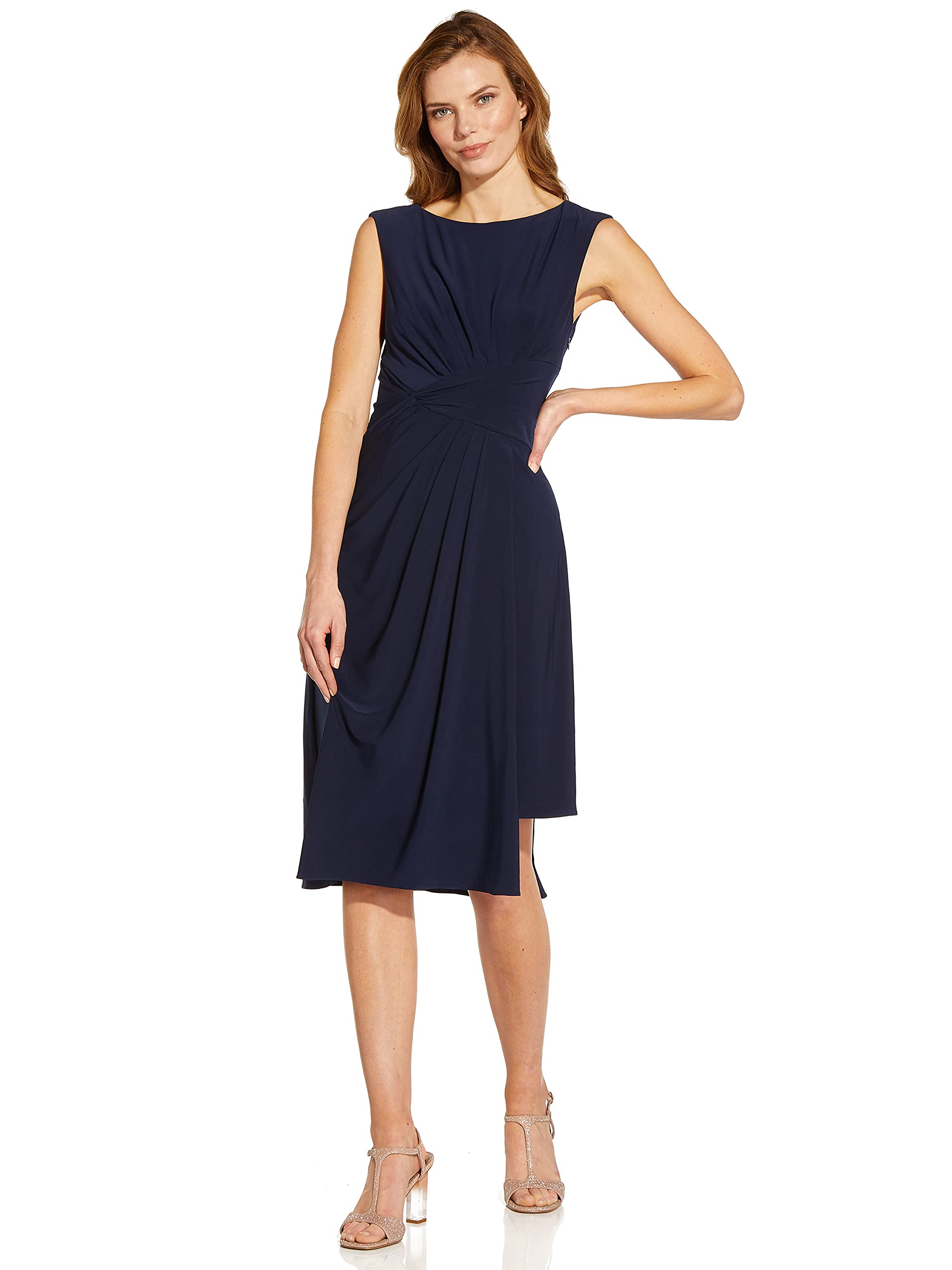 Adrianna Papell Women's Elegant Asymmetric Draped Jersey Dress - Perfect for Cocktail Parties, Evening Events & Special Occasions