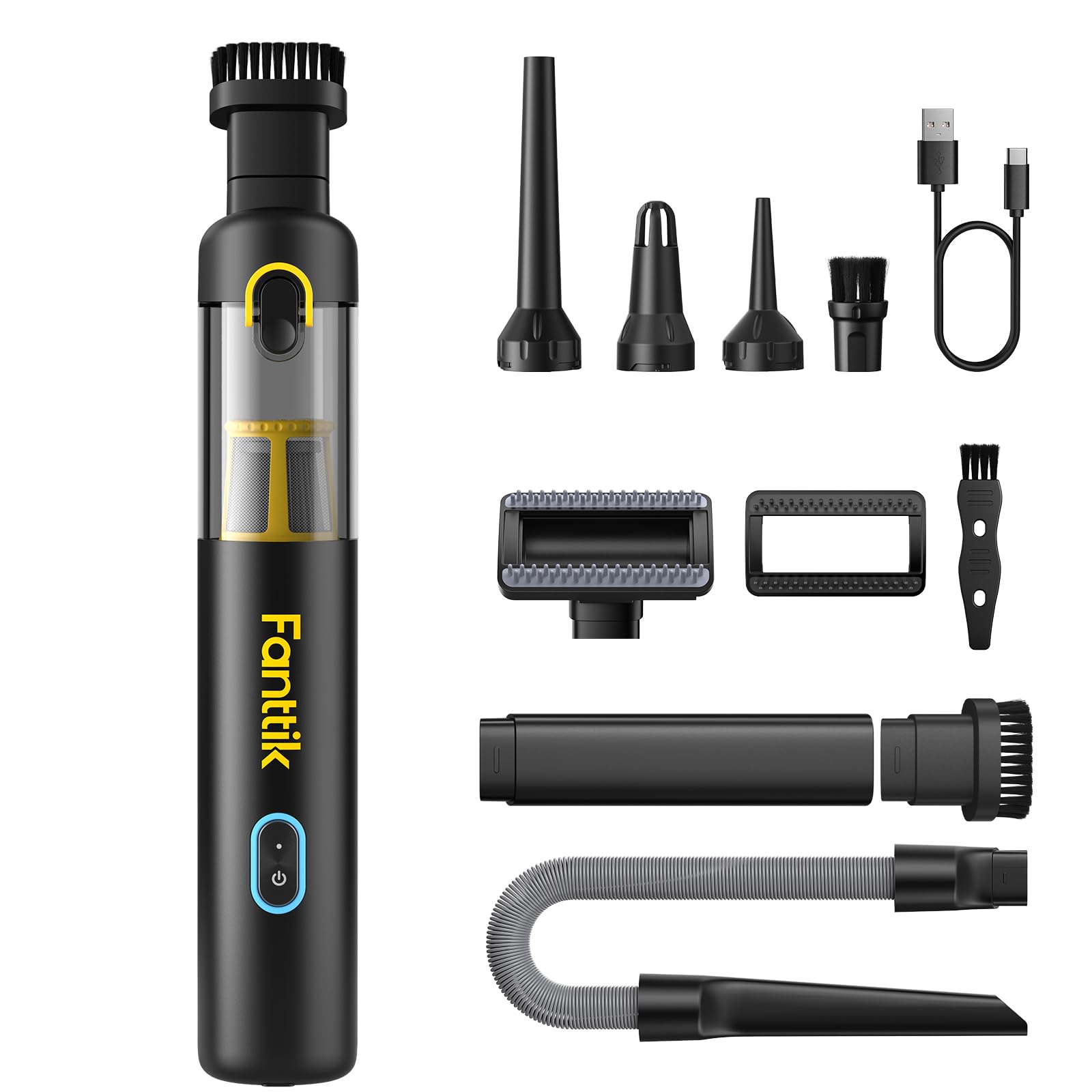 Fanttik Slim V8 Apex Cordless Car Vacuum Cleaner - 19000Pa/45AW Powerful Suction, 4-in-1 Portable Handheld Vacuum with RobustClean™ Technology - Perfect for Car Detailing, Office Desks, Keyboards & Home Cleaning
