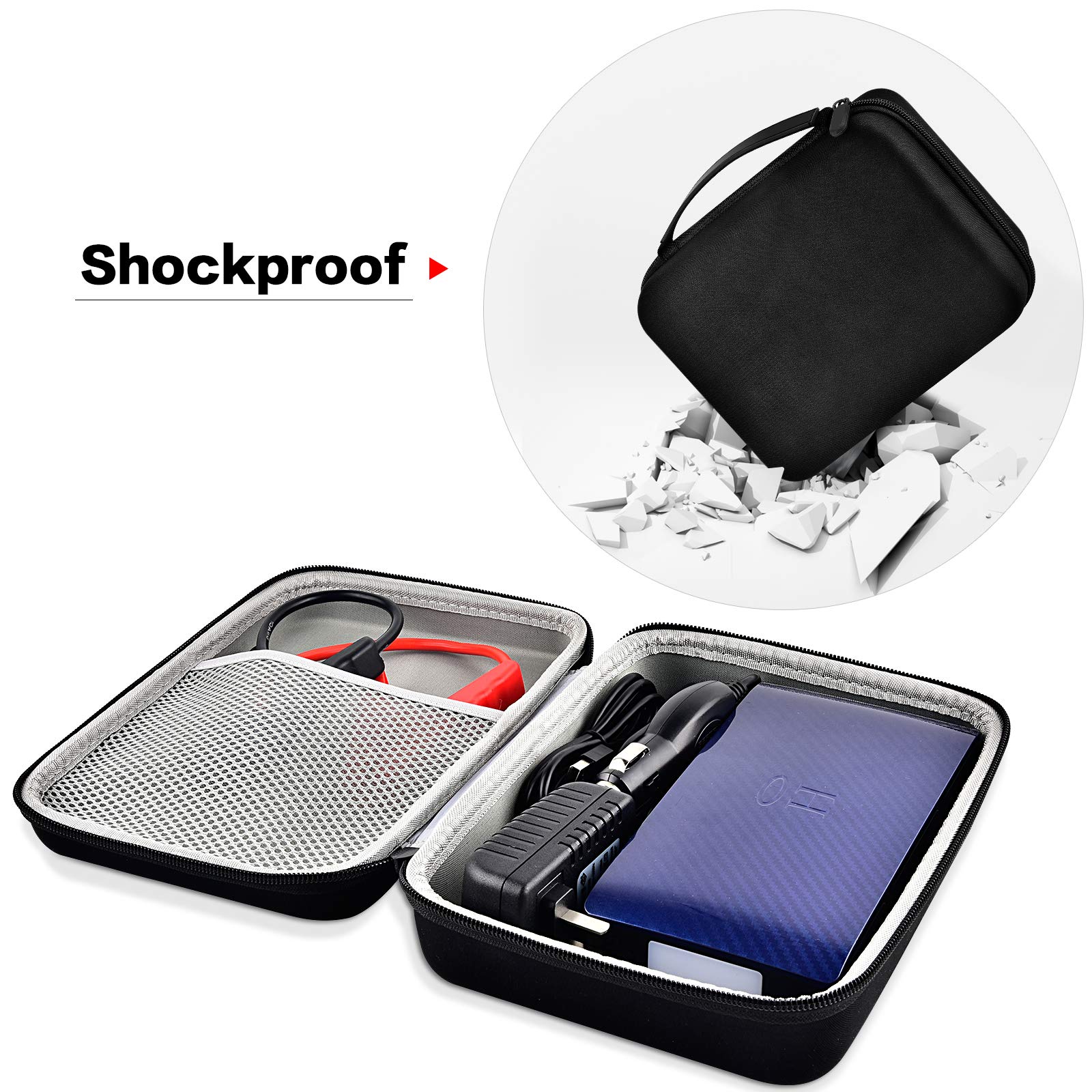 Halo Bolt Portable Car Battery Jump Starter Case - Compatible with 58830/44400/57720 mWh Charger & Power Bank Holder for Halo Power Station 100 - AC Outlet Accessory (Excludes Halo Bolt Air) - Perfect for Road Trips, Emergency Power & Outdoor Adventures