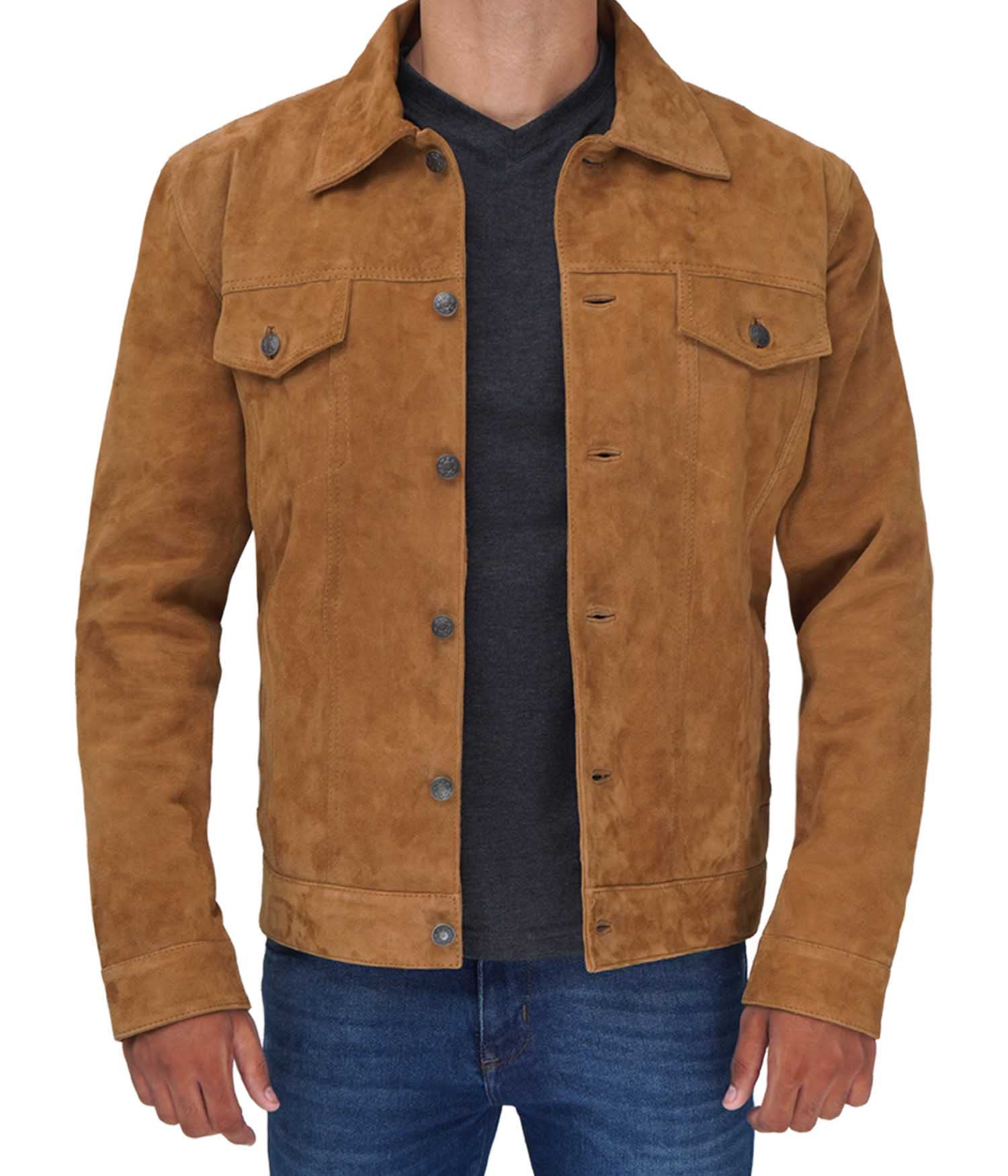 Blingsoul Men's Brown Suede Jacket & Black Real Lambskin Leather Jacket - Stylish Outerwear for Casual Wear, Date Night & Motorcycle Riding