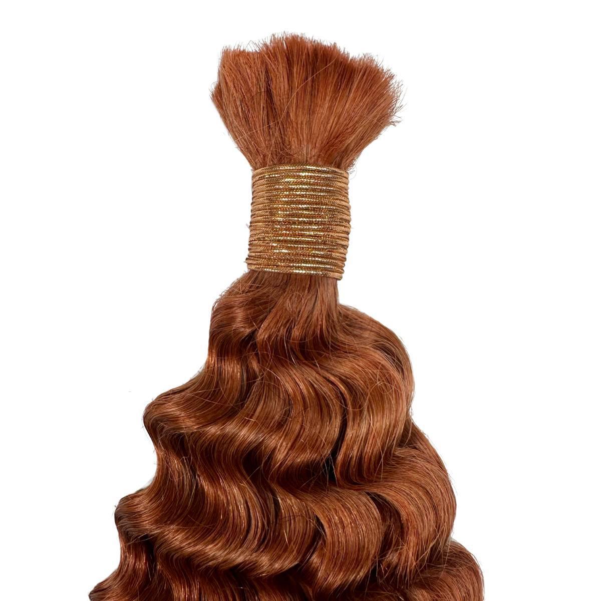 100% Human Hair Braiding Hair - Copper Deep Wave 350 Bulk for Natural Look | Perfect for Box Braids, Crochet Styles & Protective Hairstyles
