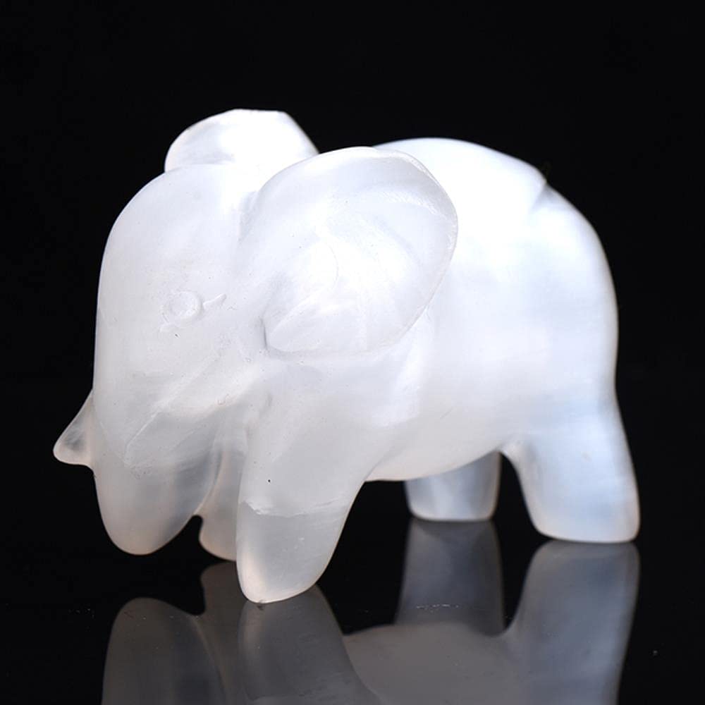 Natural Selenite Crystal Elephant Sculpture - Feng Shui Mineral Specimen for Home Decor, Lucky Charm Gift (1PC) | Perfect for Meditation Spaces, Office Desks & Spiritual Healing Areas