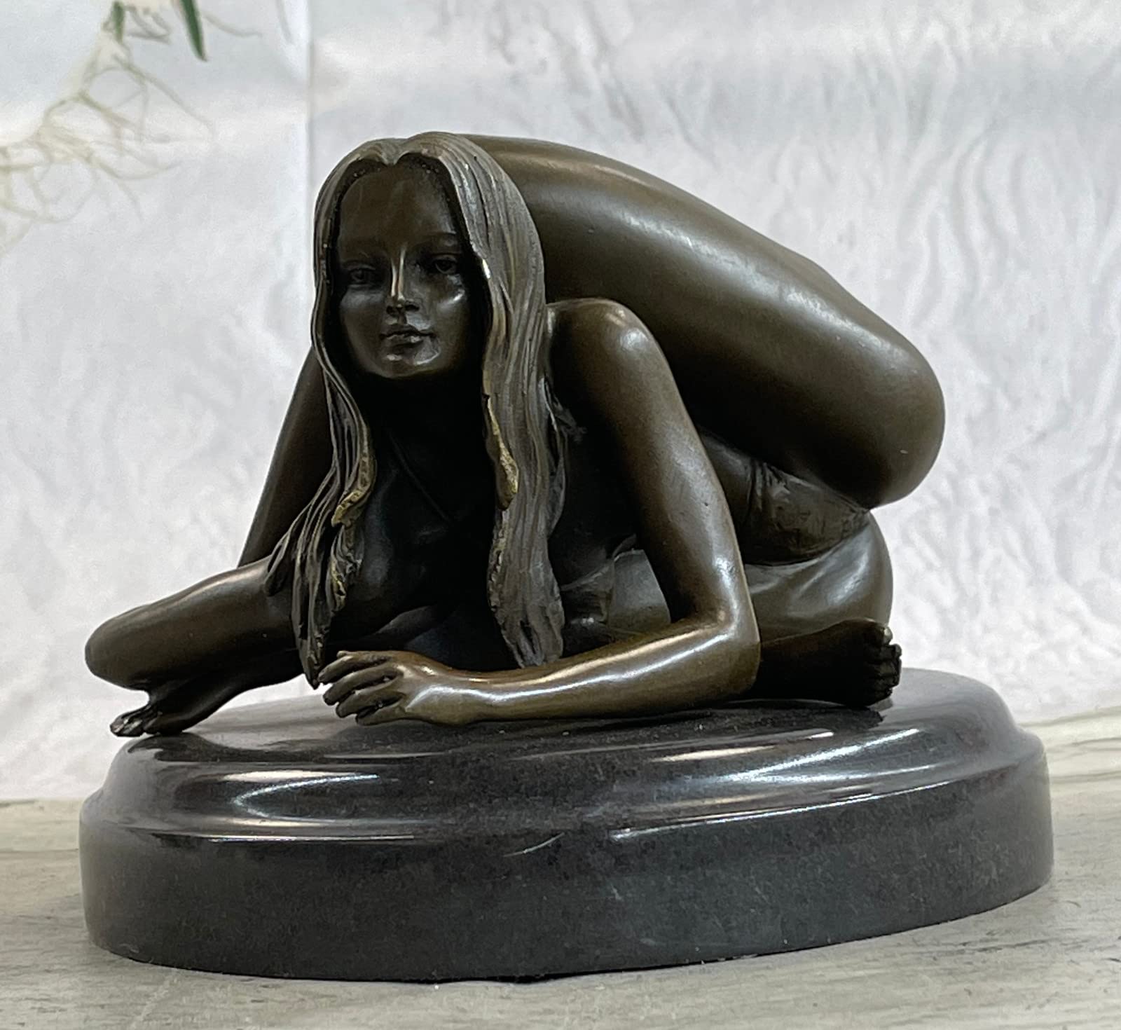European Bronze Yoga Girl Sculpture - Modern Female Nude Art Statue for Home Decor, Gym & Meditation Space | Handcrafted Bronze Figure for Yoga Lovers & Art Collectors