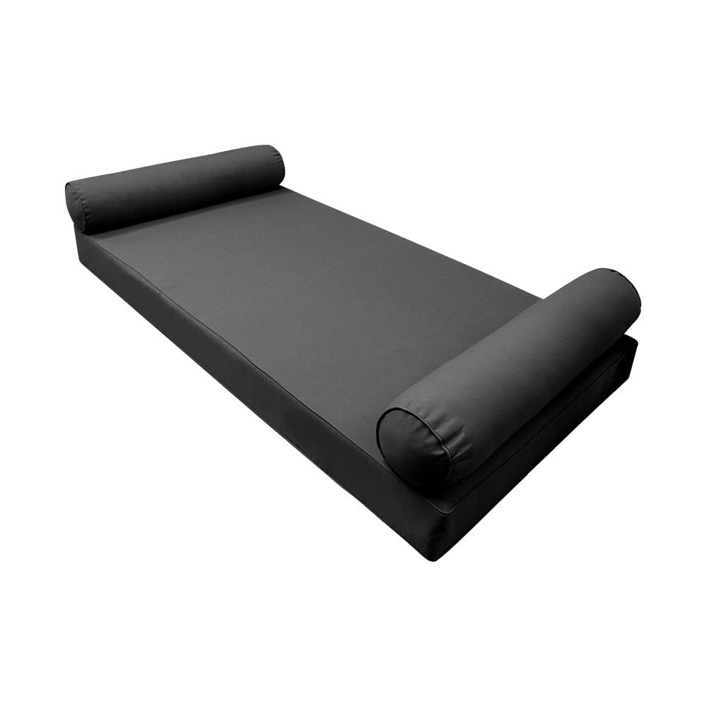 Outdoor Daybed Slipcover with Pipe Trim - Waterproof & UV Resistant Mattress Cover for Patio, Poolside, and Garden Furniture - Full Size S5 AD003