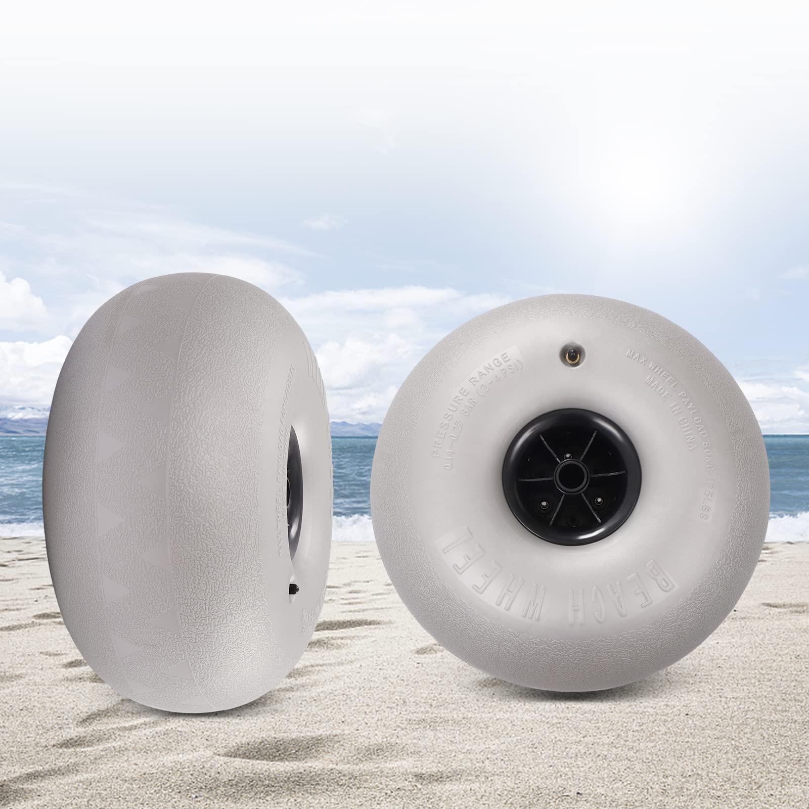 16-Inch Beach Balloon Wheels (2 Pack) - Heavy Duty Sand Tires for Kayak Dolly, Canoe Carts & Beach Buggies | Perfect for Sandy Beaches, Lakeshores & Outdoor Watercraft Transport