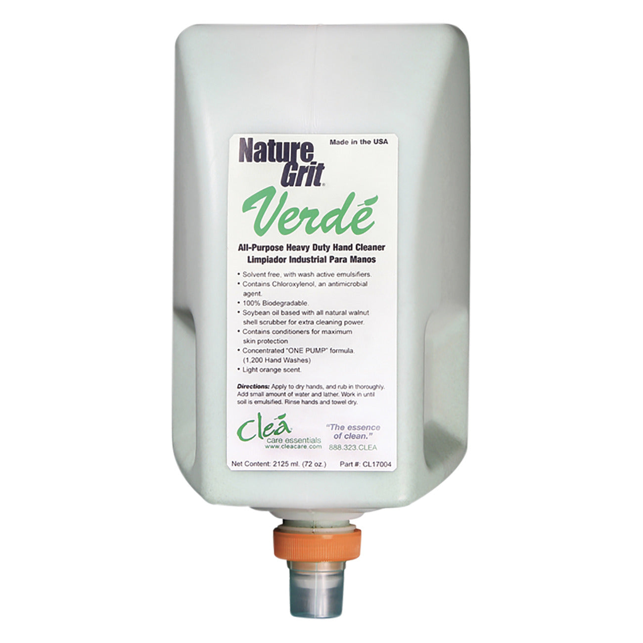 Cleá Nature Grit Verde Heavy Duty Hand Cleaner 2125ml (4 Pack) - Industrial Strength Hand Soap for Mechanics, Gardeners & DIY Projects