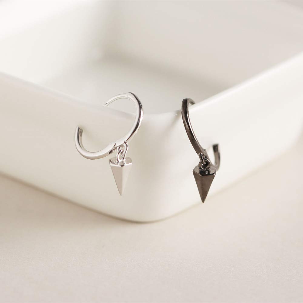 Dainty Hoop Dangle Earrings for Women - Sterling Silver Small Hoop Earrings with Moon, Star, Spike & Evil Eye Charms | Perfect for Everyday Wear, Date Nights & Gifts