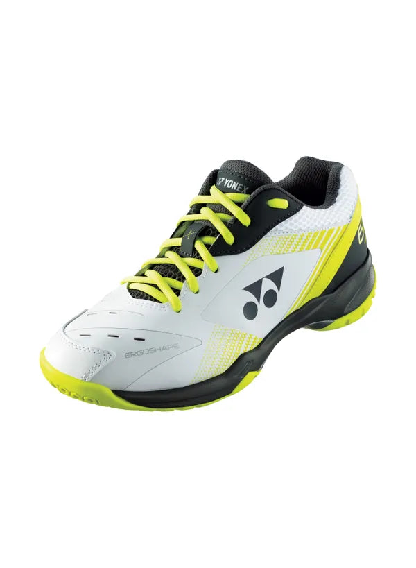 Yonex PC 65 X3 Unisex Badminton Shoes for Men & Women - Lightweight Court Shoes with Cushioning (White/Lime) - Perfect for Indoor Badminton, Tennis & Squash Games