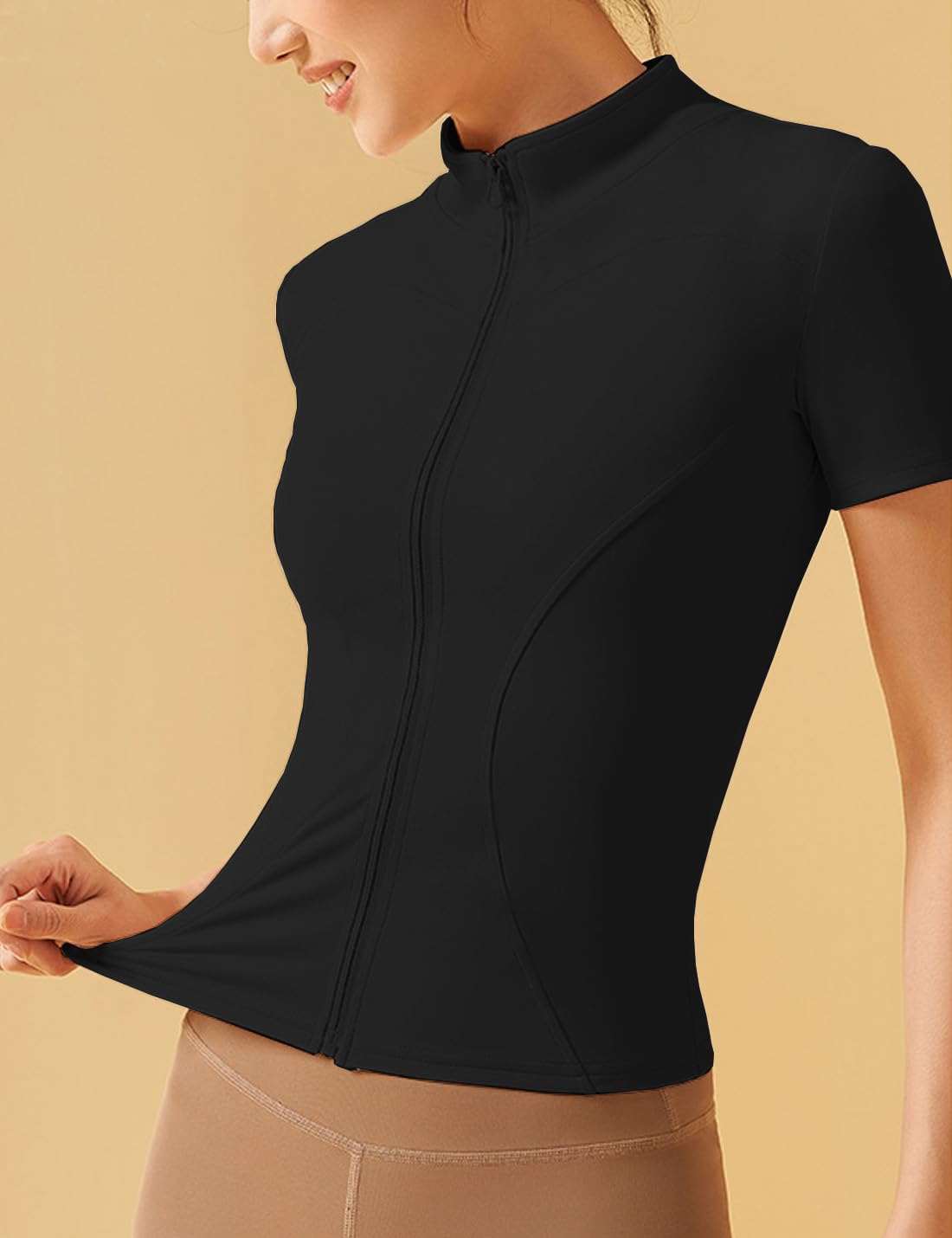 Women's Slim Fitness Jacket - Breathable Short Sleeve Workout Top for Yoga, Running & Casual Wear | Lightweight Sports Coat for Active Lifestyles