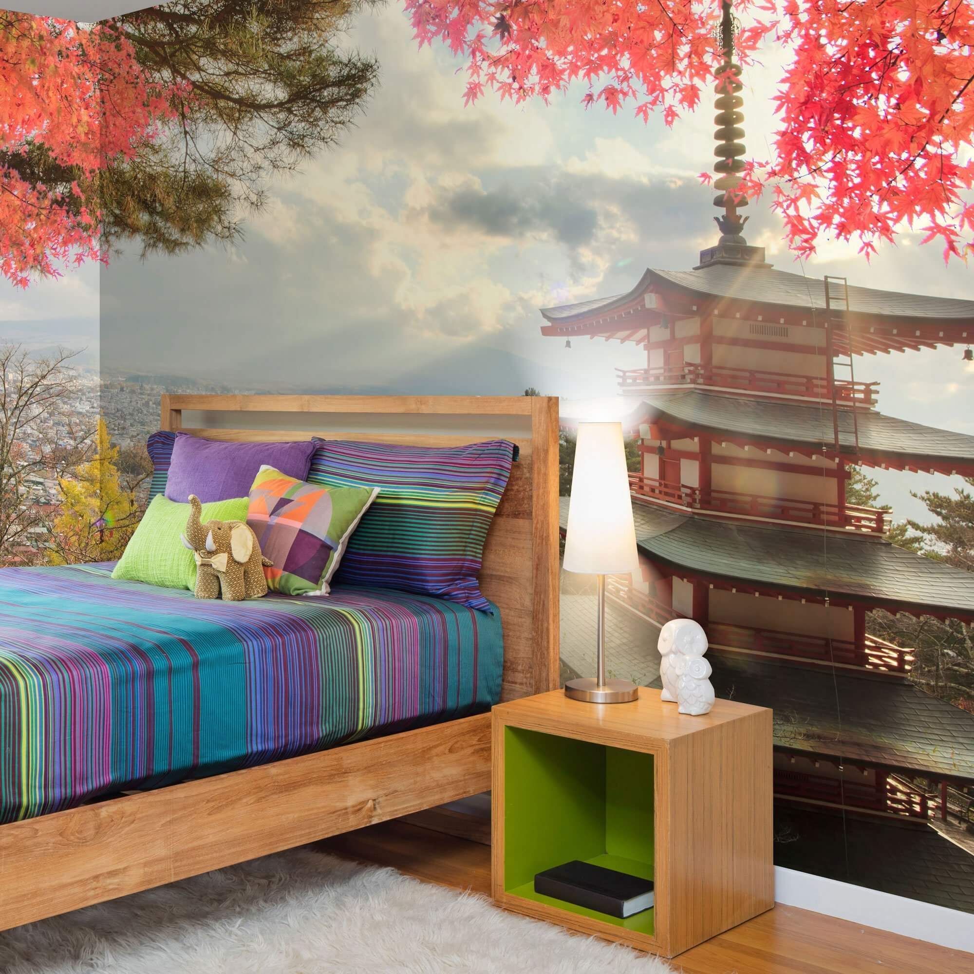 Fuchsia and White Asian Peel and Stick Removable Wallpaper Mural 2343 - Self-Adhesive Decorative Wall Art for Bedroom, Living Room, and Office