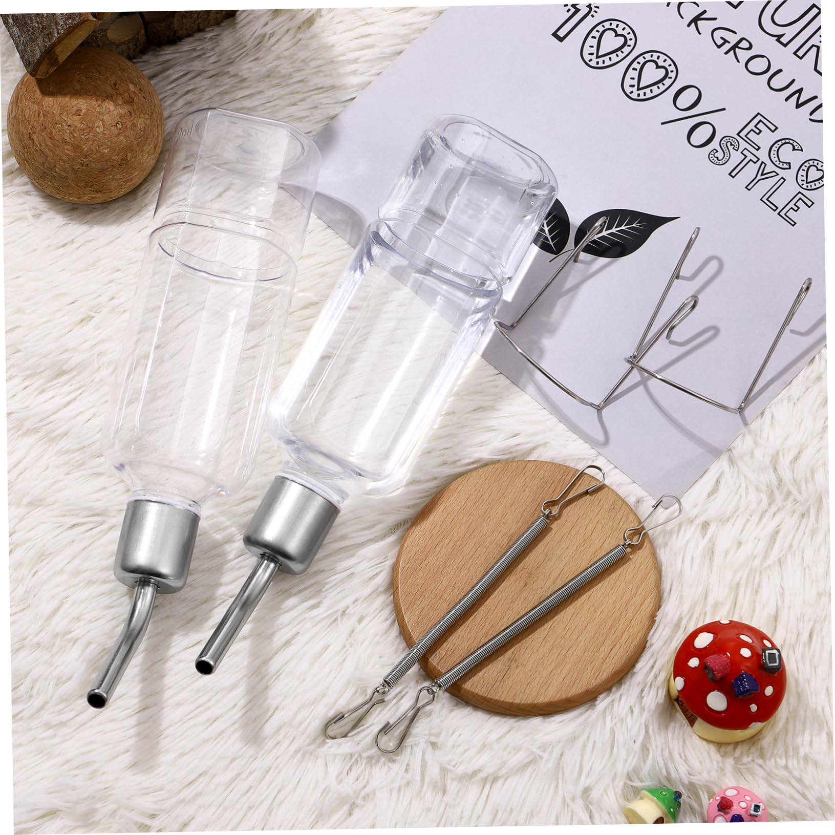 Leakproof Rabbit Water Bottle - 2PCS for Cage, Hamster, Chinchilla - Pet Drinking Fountain for Small Animals