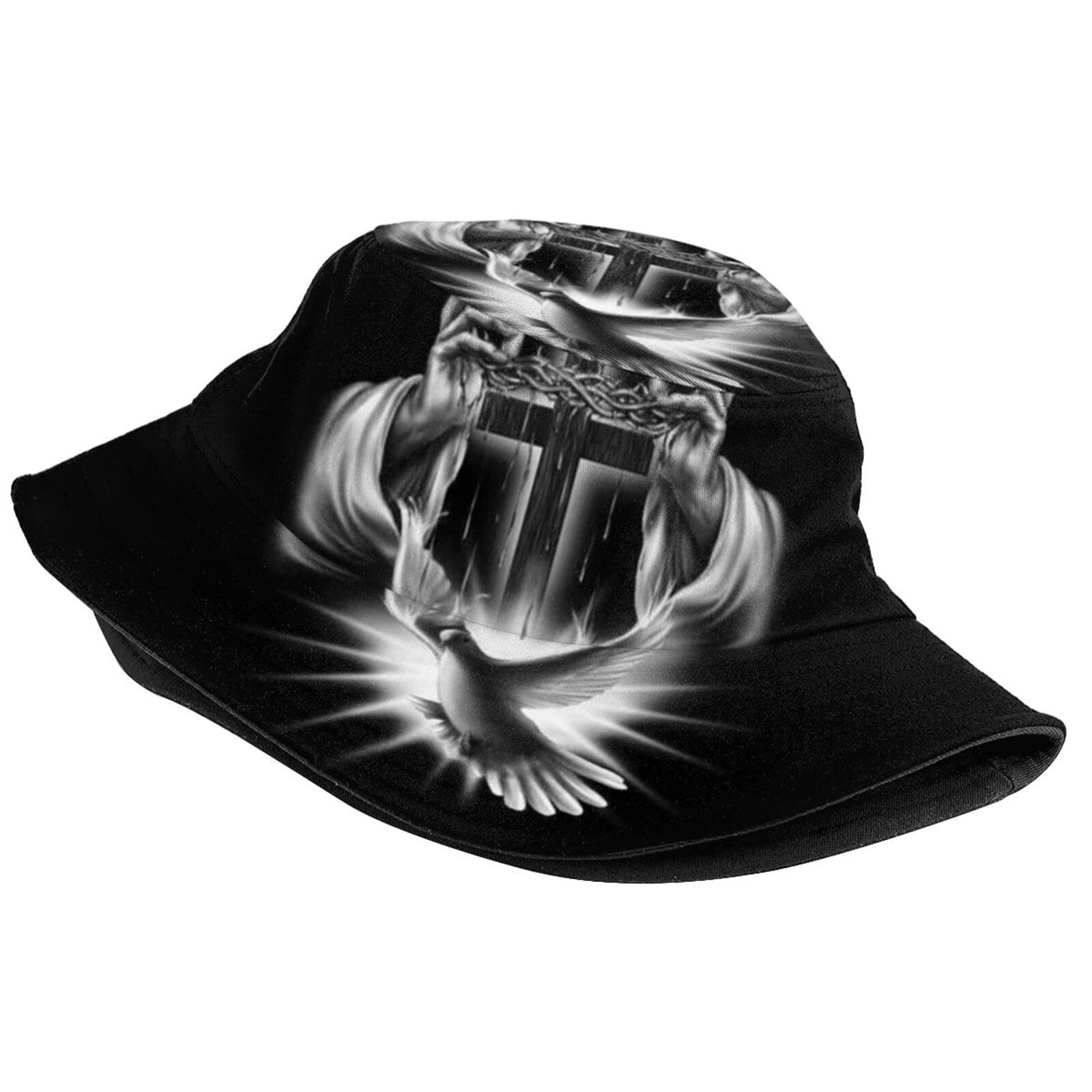 Christian Cross Bucket Hats for Men & Women - Summer Beach Sun Protection Outdoor Fisherman Caps with Jesus Cross Design - Perfect for Travel, Church, and Casual Wear