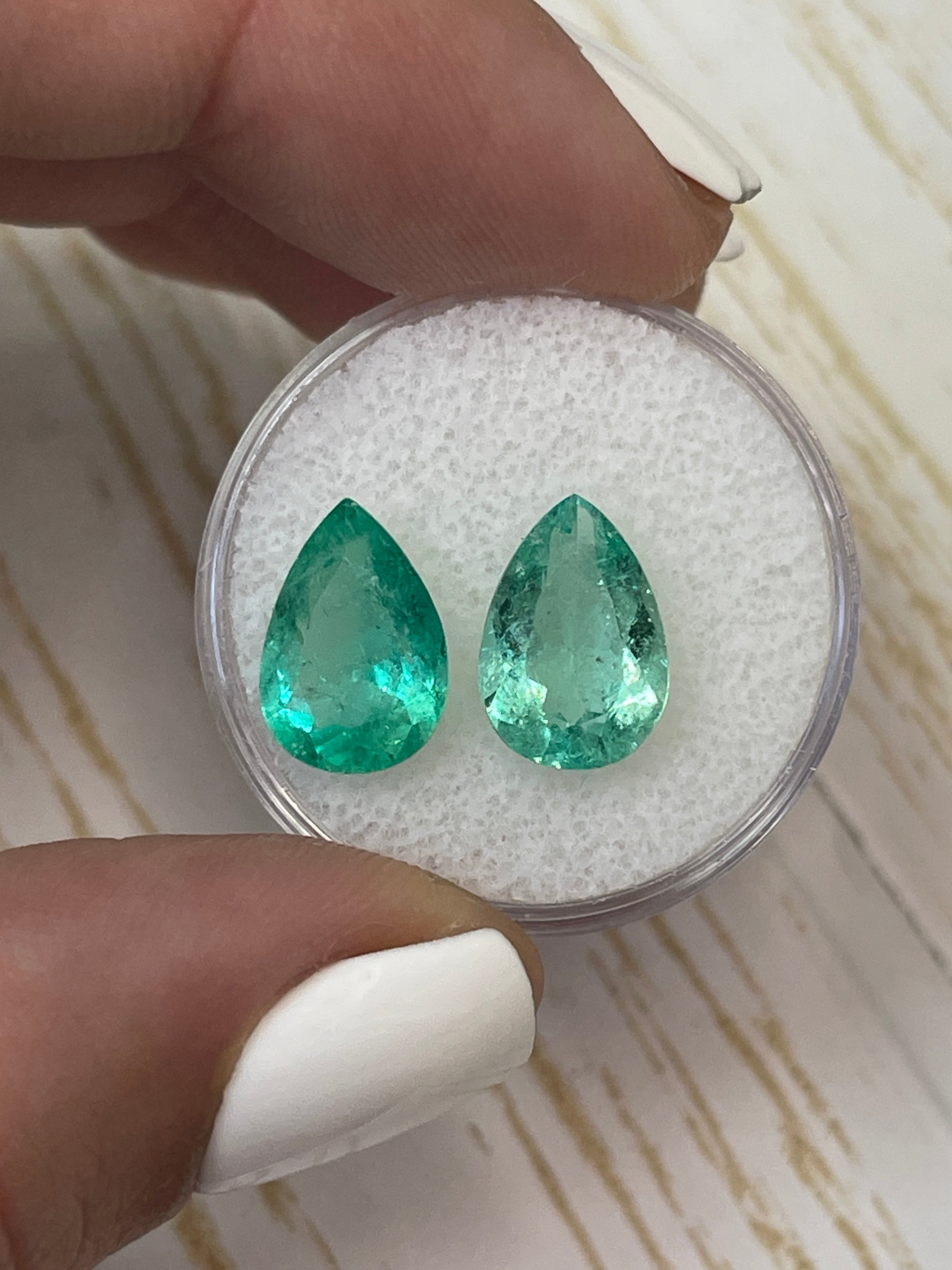 5.72tcw 12x8 Matching Loose Colombian Emeralds Pear Cut - Natural Green Gemstones for Jewelry Making, Engagement Rings & Luxury Gifts