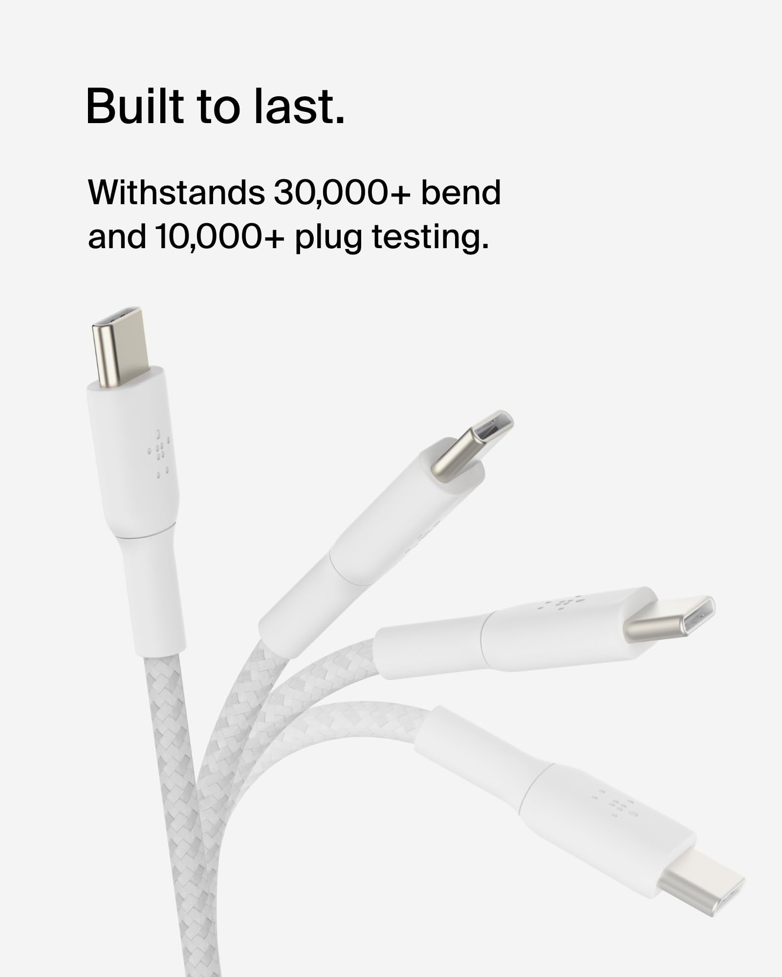 Belkin BoostCharge Braided USB-C to USB-C Cable 3.3ft (1M) - Fast Charging & Data Sync for iPhone 16 Series, Galaxy S23/S22, Pixel 7/6, iPad Pro - Durable Nylon White Cable for Home, Office & Travel Charging