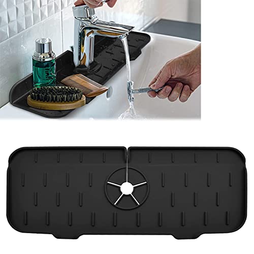 KitchenGuard Silicone Faucet Drip Catcher Tray - Splash Guard for Kitchen & Bathroom Sinks, Countertop Protector Mat - Water Drip Prevention & Surface Protection (Perfect for Washing Dishes, Food Prep & Wet Item Drying)