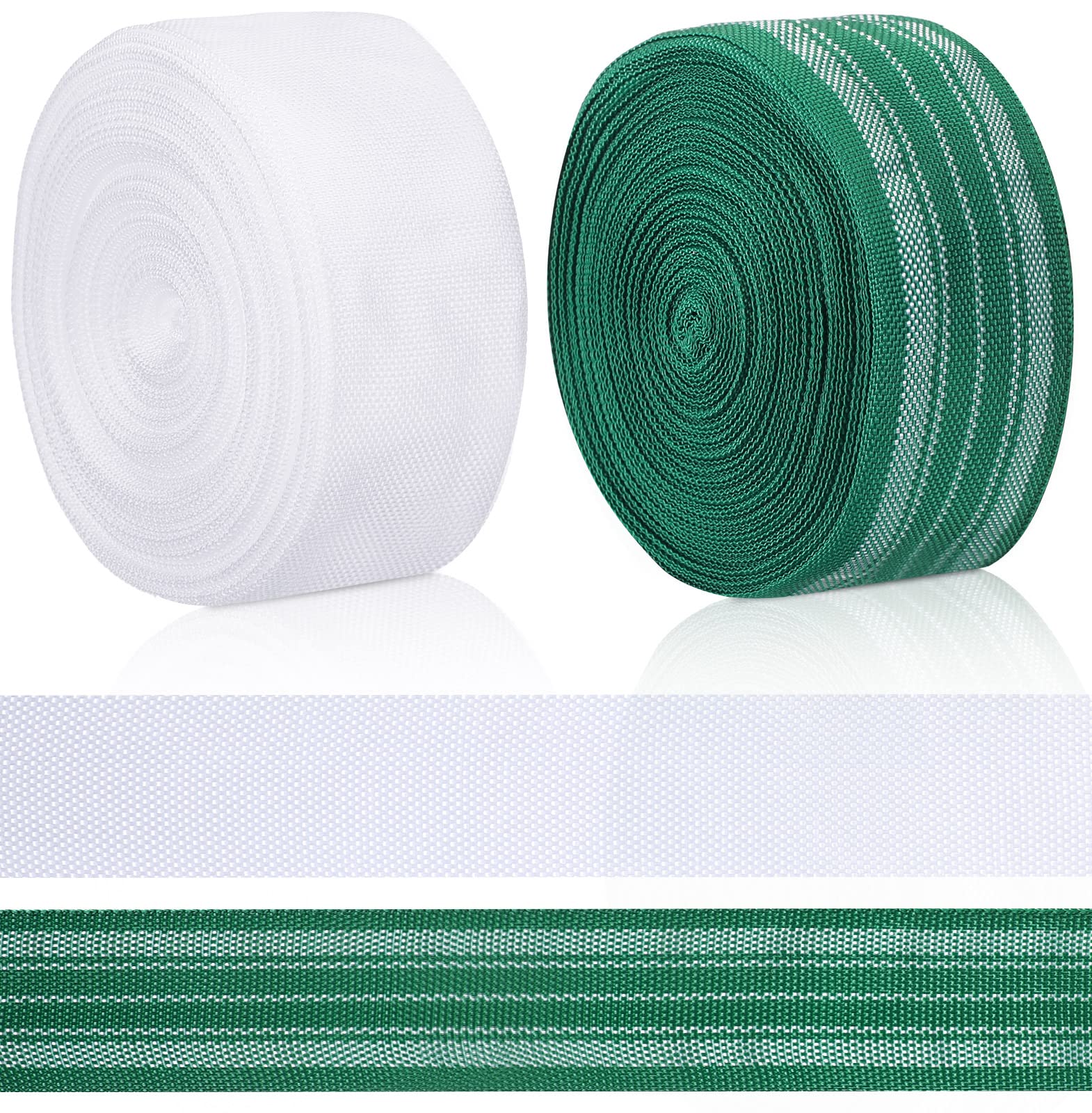 HESTYA 2 Rolls 2 1/4 Inch x 100 Feet Polypropylene Lawn Chair Webbing - Heavy Duty Outdoor Furniture Seat Repair Replacement Straps for Patio Chairs, Folding Chairs & Camping Chairs - Perfect for DIY Home Repair and Outdoor Furniture Restoration