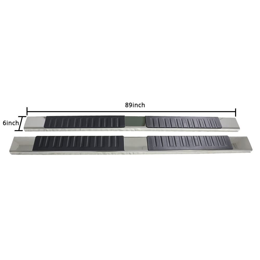 IKON MOTORSPORTS 6-Inch Chrome Running Boards Nerf Bars - Compatible with 2007-2018 Chevy Silverado 1500 & GMC Sierra 1500 Crew Cab, 2007-2019 Chevy Silverado 2500HD/3500HD - Durable Step Bars for Easy Truck Access & Off-Road Protection