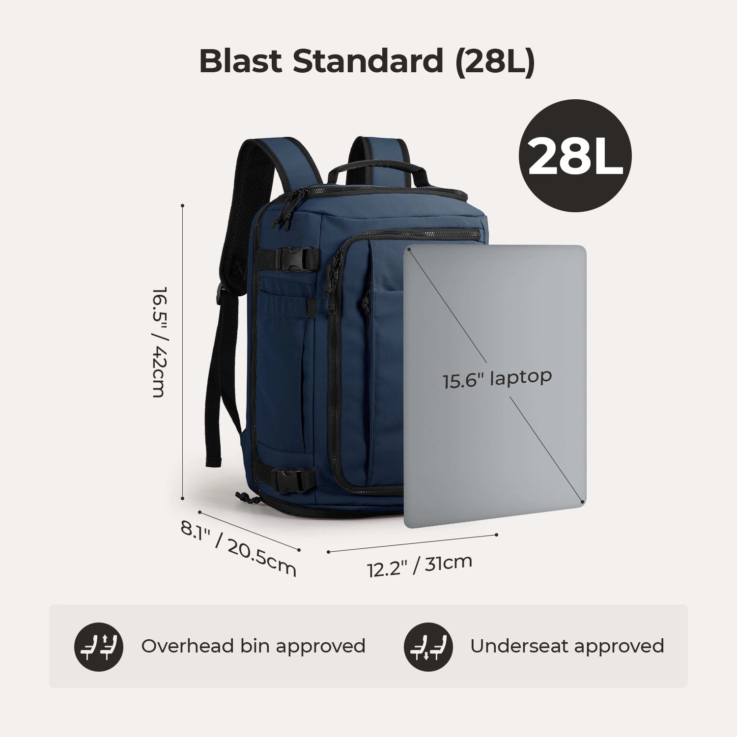 Blast Travel Backpack - Lightweight Waterproof Carry-On Backpack for Men & Women - Perfect for Airplane, Hiking, Camping & Daily Commute