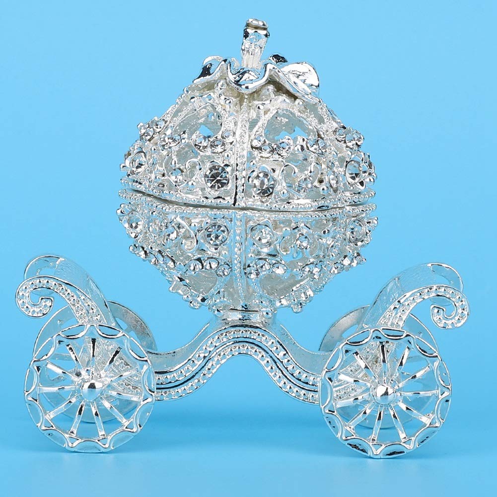 Sparkling Rhinestone Crystal Pumpkin Carriage Jewelry Box - Elegant Trinket Storage, Gift & Collectible Display for Necklaces, Rings & Earrings - Perfect for Home Decor, Wedding Favors & Disney Princess Theme Parties