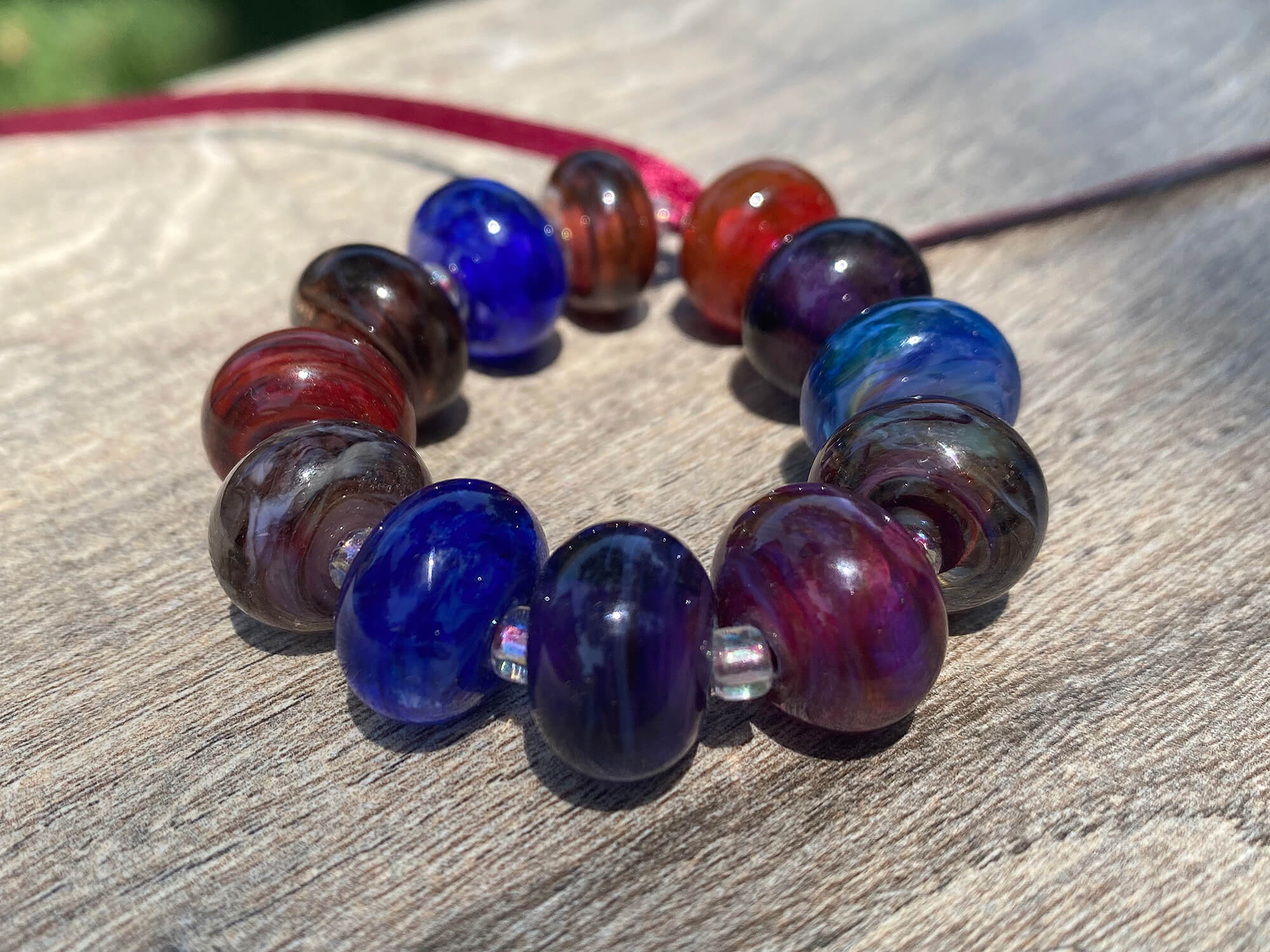 12 Colorful Swirls Lampwork Glass Beads for Jewelry Making - DIY Bracelet, Necklace & Craft Projects - SRA Certified Artisan Beads