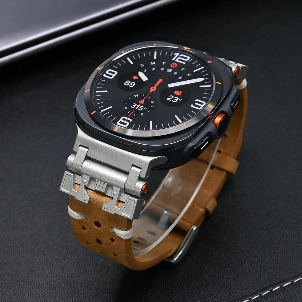 Premium Rocco Galaxy Ultra Leather Band for Smartwatches - Durable & Stylish Watch Strap for Men & Women - Perfect for Work, Gym & Everyday Wear
