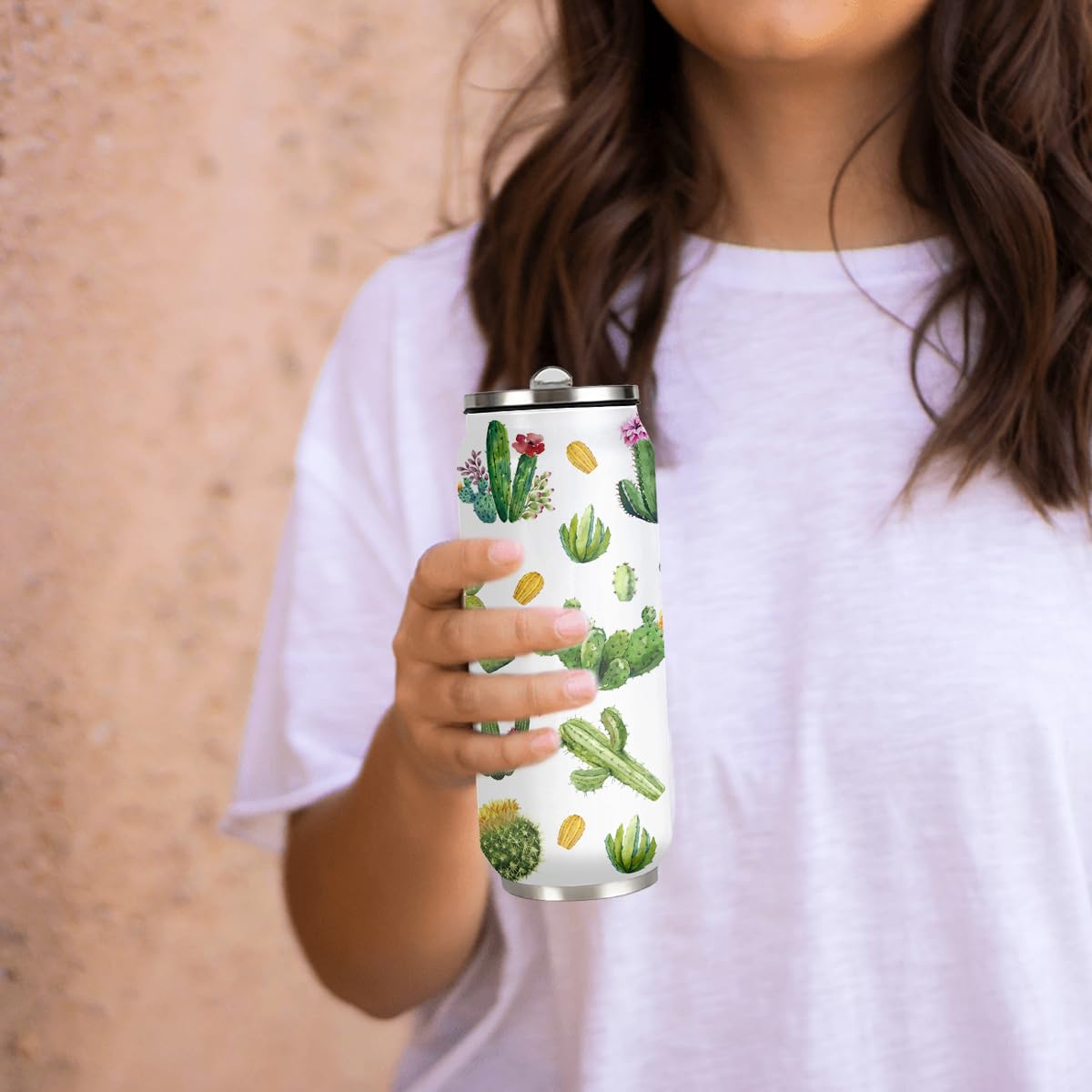 17oz Cactus Tumbler with Lid & Straw - Insulated Travel Coffee Mug for Plant Lovers | Perfect Gift for Cactus Enthusiasts, Office Use, Outdoor Adventures & Daily Commute