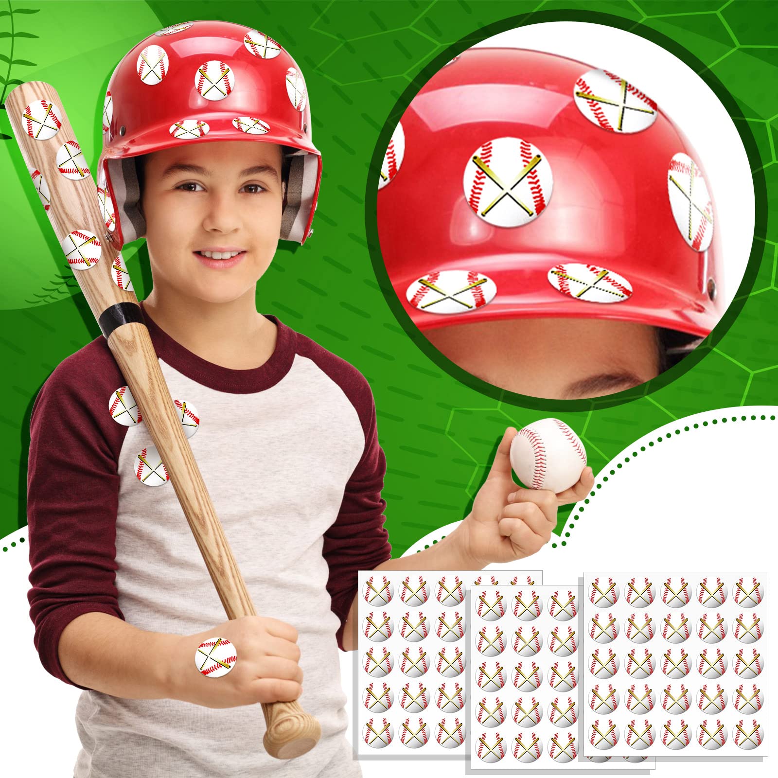 200-Piece Baseball Award Decal Set - 8 Sheets of 1