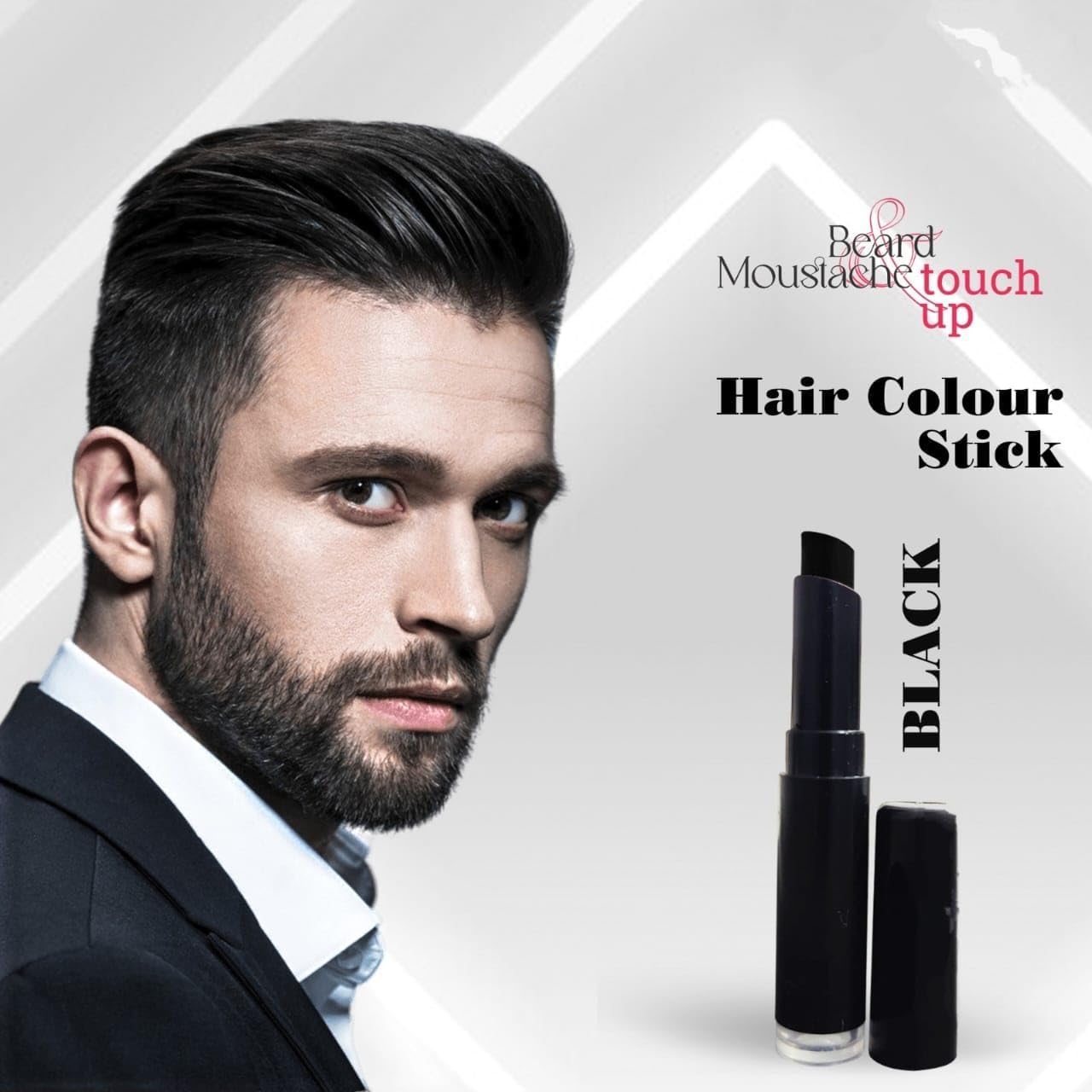 Eve-N Men Mustache & Beard Dye - Instant Hair Color Stick for Beard & Moustache Root Touch Up (Black, Pack of 2) | Quick & Easy Gray Coverage for Men | Perfect for Daily Use, Travel & Professional Look