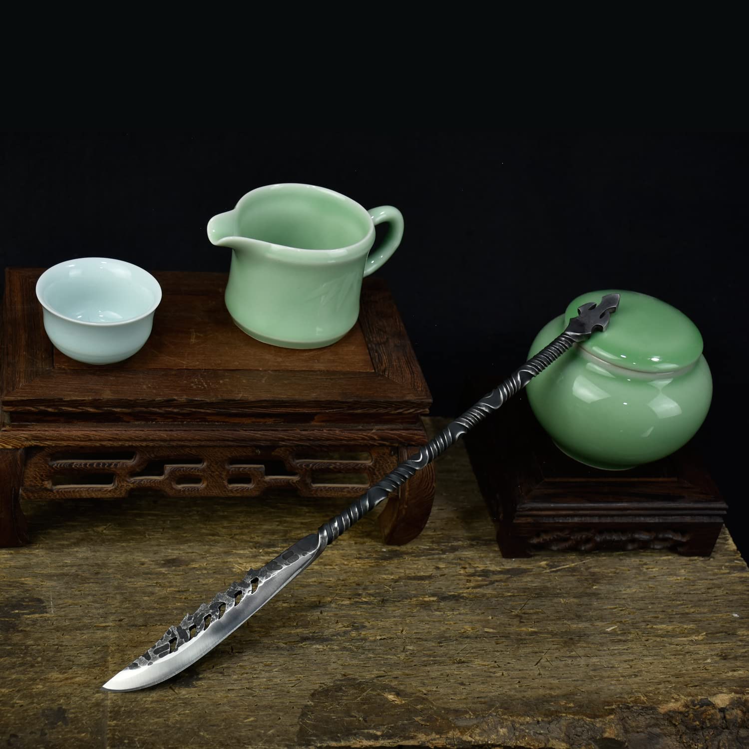 Premium Stainless Steel Guan Gong Knife - Portable, Sharp Collectible Tea Set Accessory for Home Decor, Camping & Outdoor Adventures