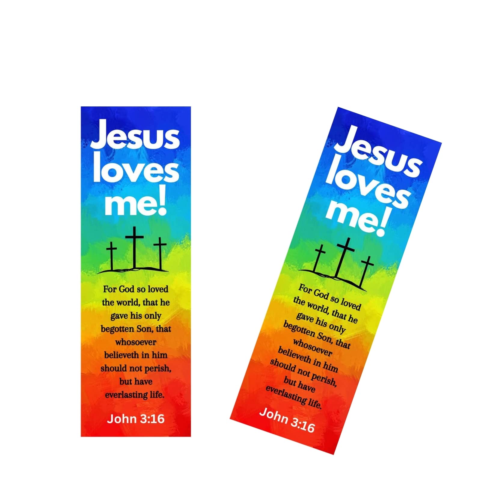 Jesus Loves Me Bookmarks - John 3:16 Bible Verse Religious Bookmark Set | Premium USA-Made Mega Pack (100 Count) | Rainbow Cross Design for Kids, VBS, Sunday School & Bible Study Gifts