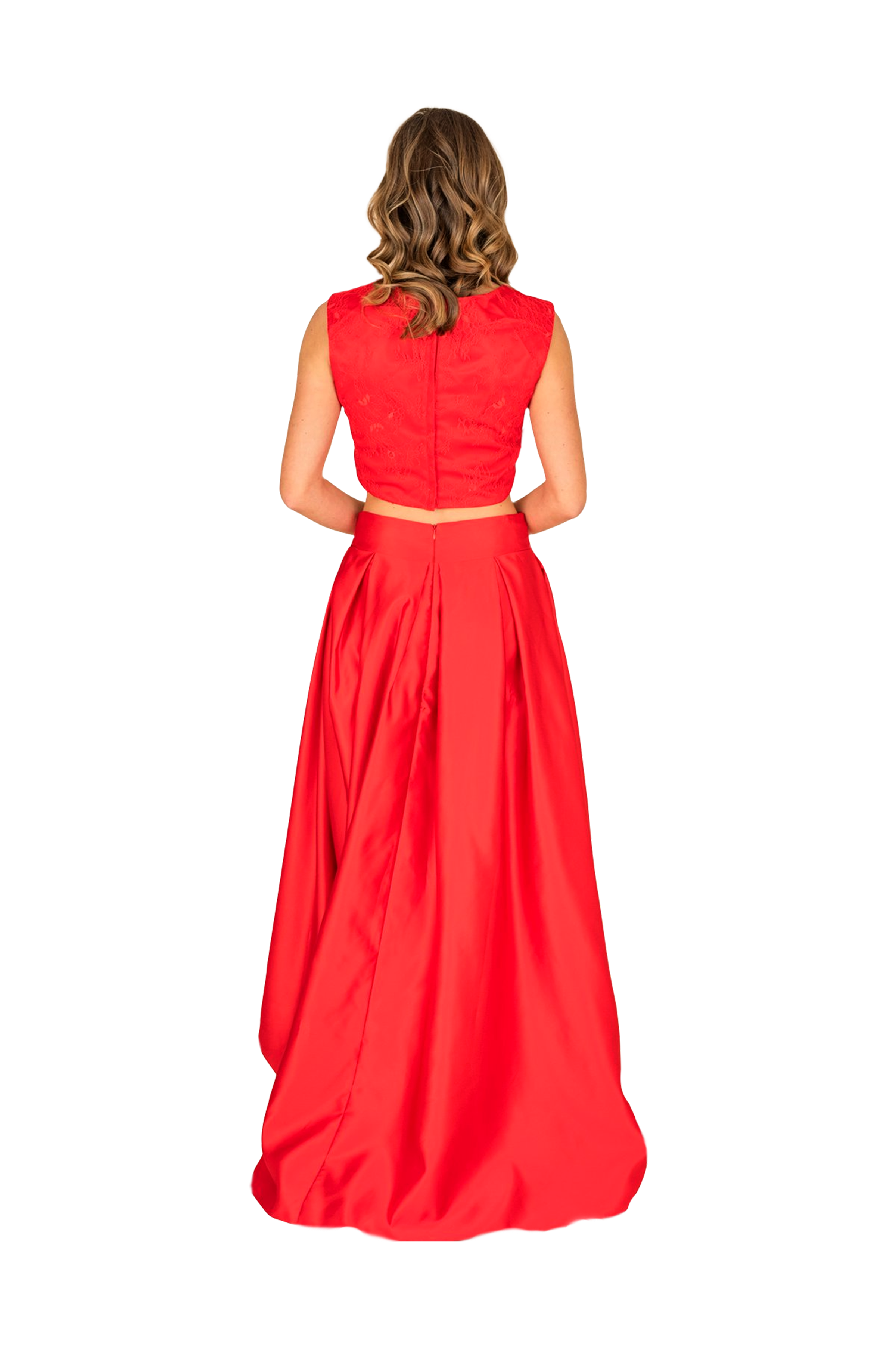 Elegant Women's Formal Train Skirt & Lace Top Combo Dress for Weddings, Parties & Special Occasions