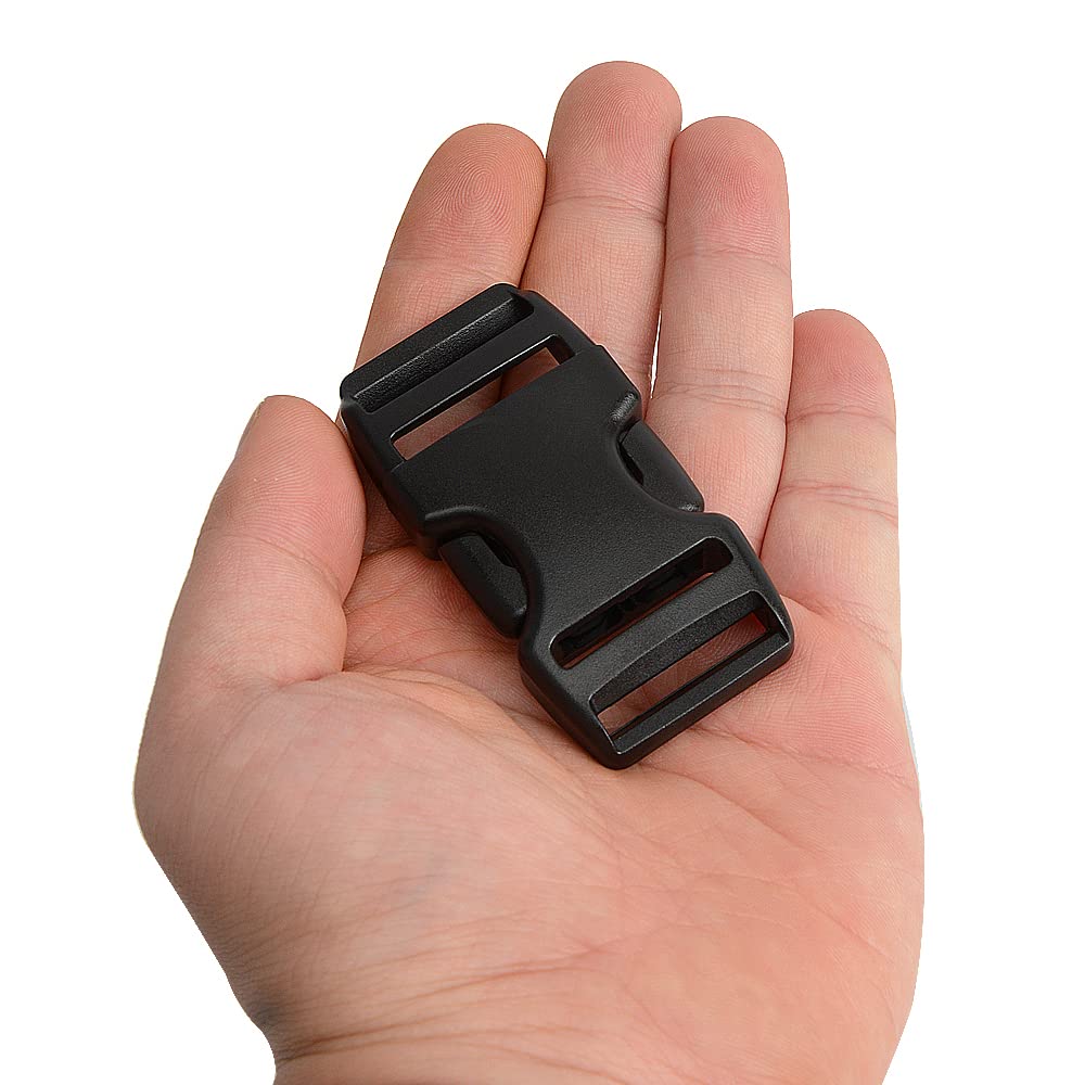 YXQ 2-Pack Black Plastic Side Release Buckle Clips for Wide Webbing Belts - Perfect for Luggage Straps, Backpack Repairs & Outdoor Gear Adjustments