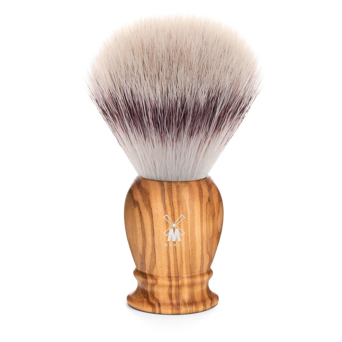 Premium MÜHLE Classic Olive Wood X-Large Silvertip Fiber Shaving Brush - Luxury Synthetic Shave Brush for Men with Rich Lather - Perfect for Wet Shaving & Beard Care Routine at Home or Travel