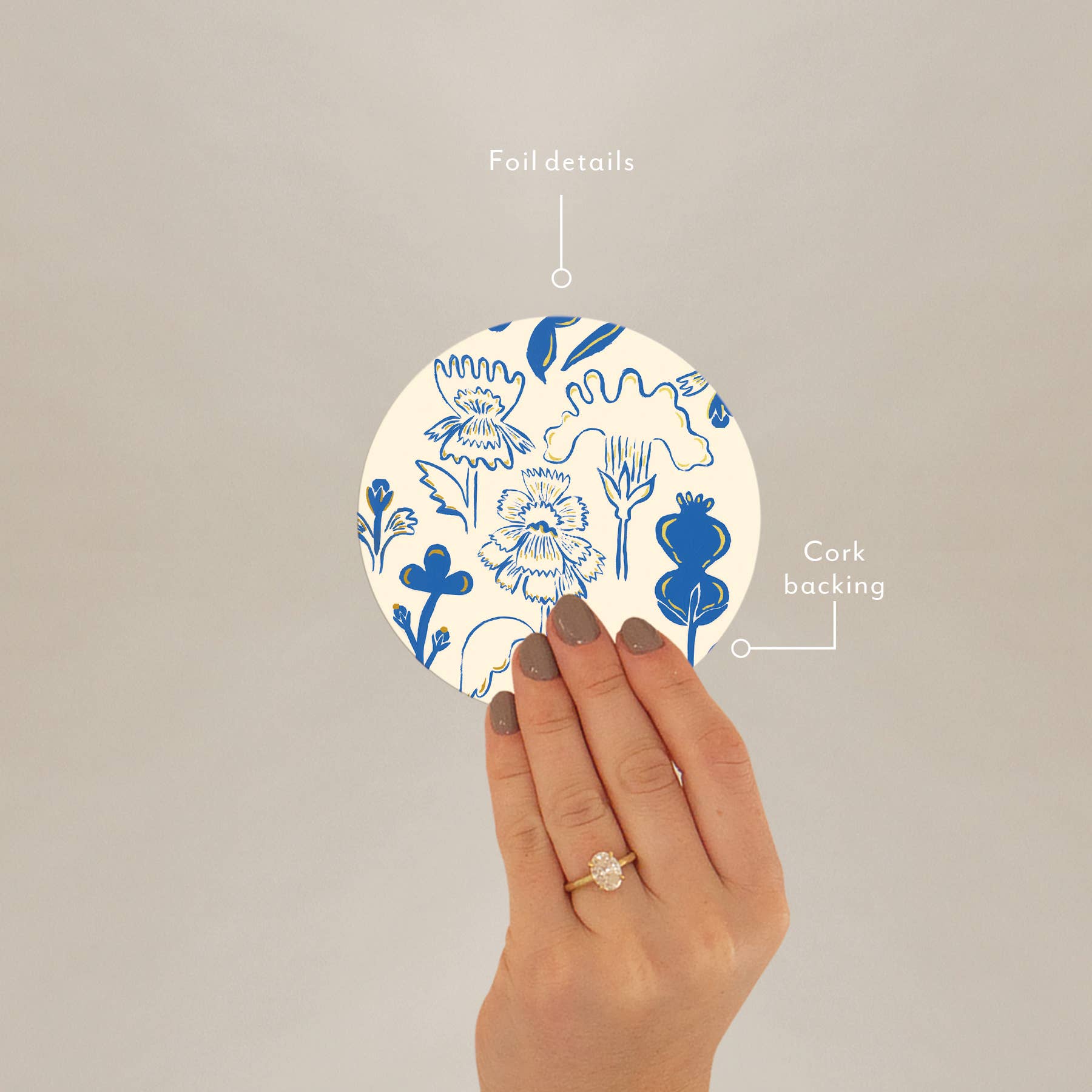 Blue Flower Seedlings Coaster Set - 4 Pack Absorbent Ceramic Coasters for Plants & Home Decor - Perfect for Coffee Tables, Garden Parties, and Housewarming Gifts