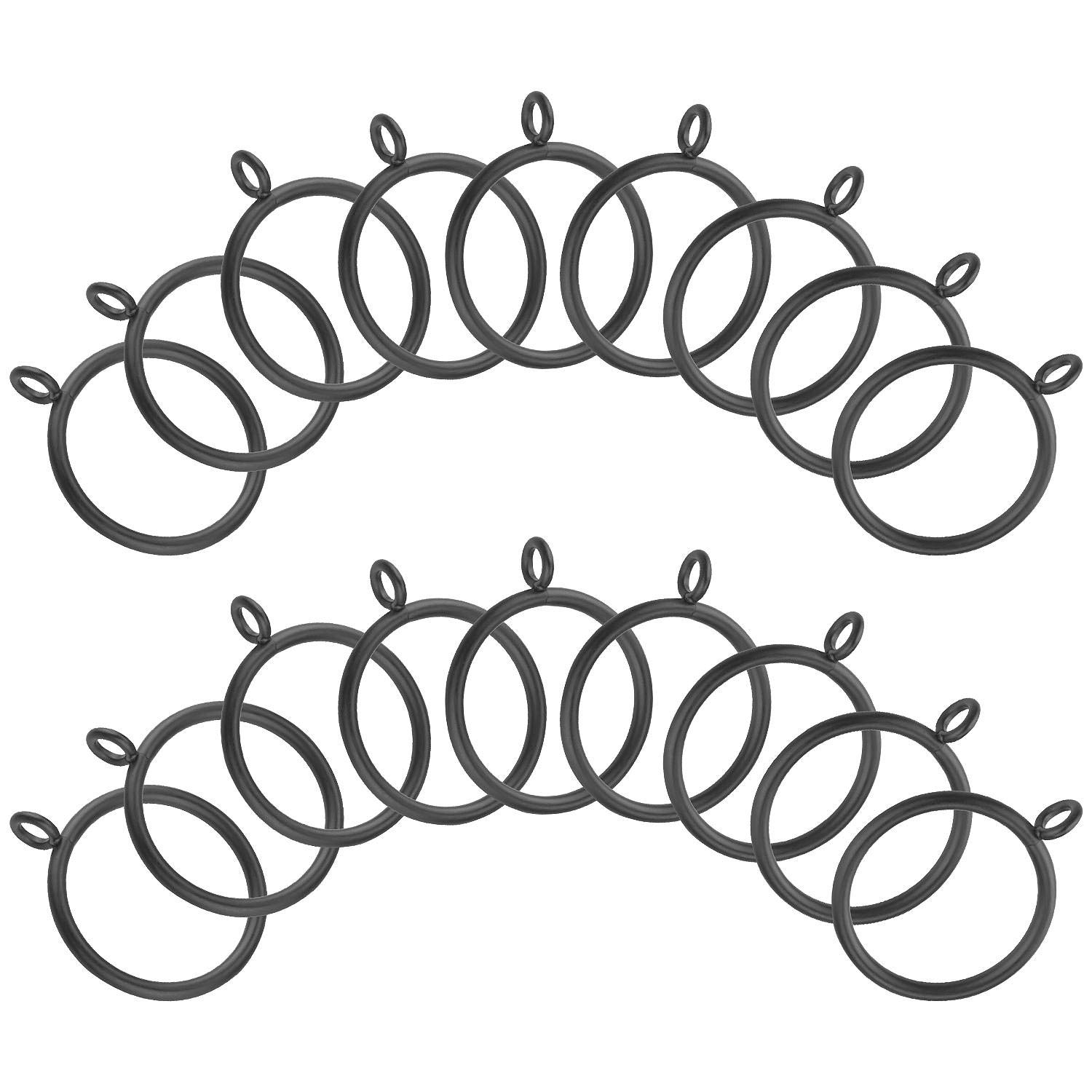 50 Pack 38mm Matte Black Metal Curtain Rings with Hooks - Smooth Gliding Drapery Rings for Rods up to 35mm - Perfect for Hanging Curtains, Drapes & Sheers in Living Rooms & Bedrooms