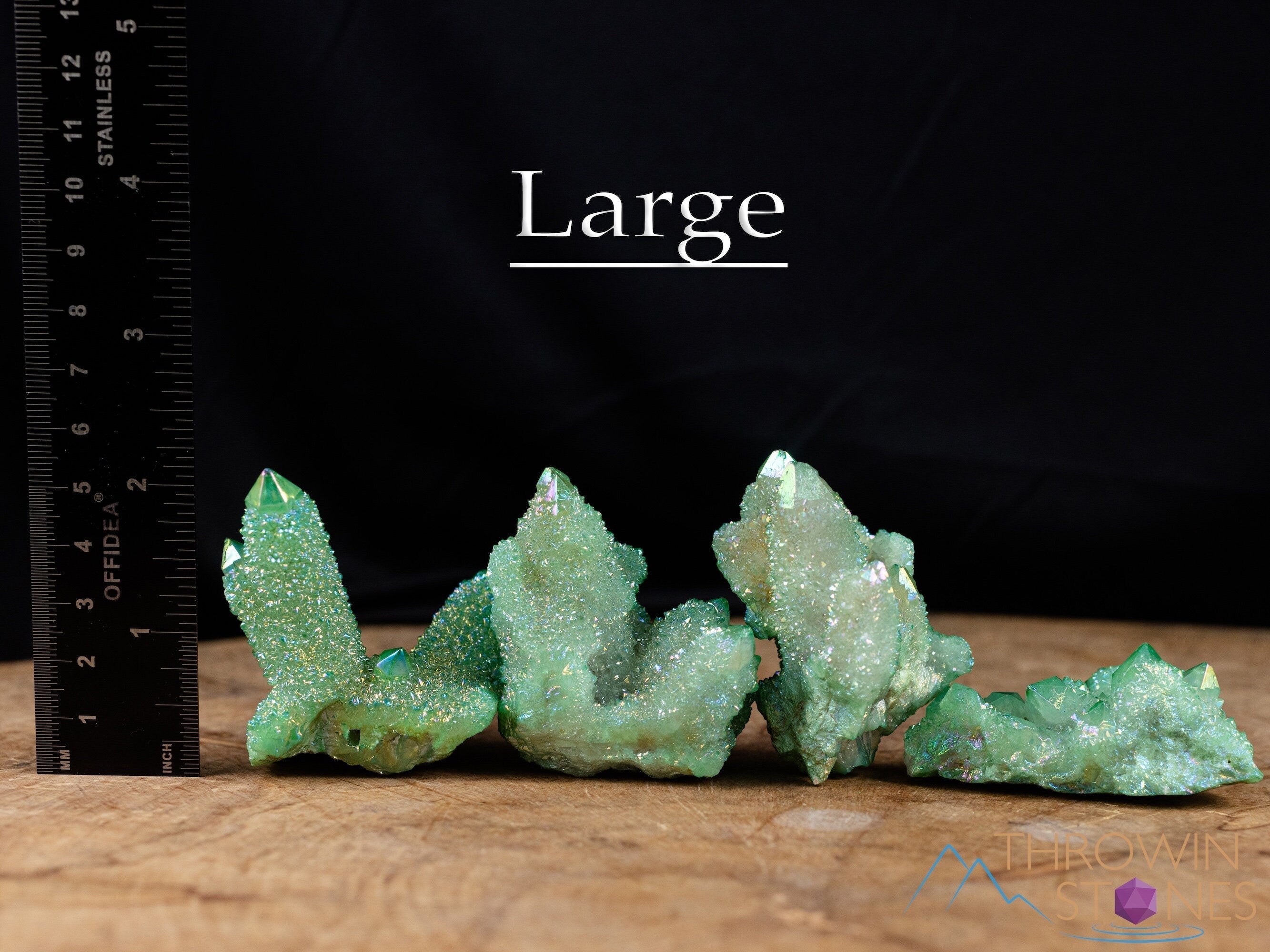 Natural Green Apple Aura Quartz Crystal Cluster - Rainbow Spirit Quartz for Healing, Meditation & Home Decor | E2131 | Perfect for Yoga Rooms, Office Desks & Gift Giving
